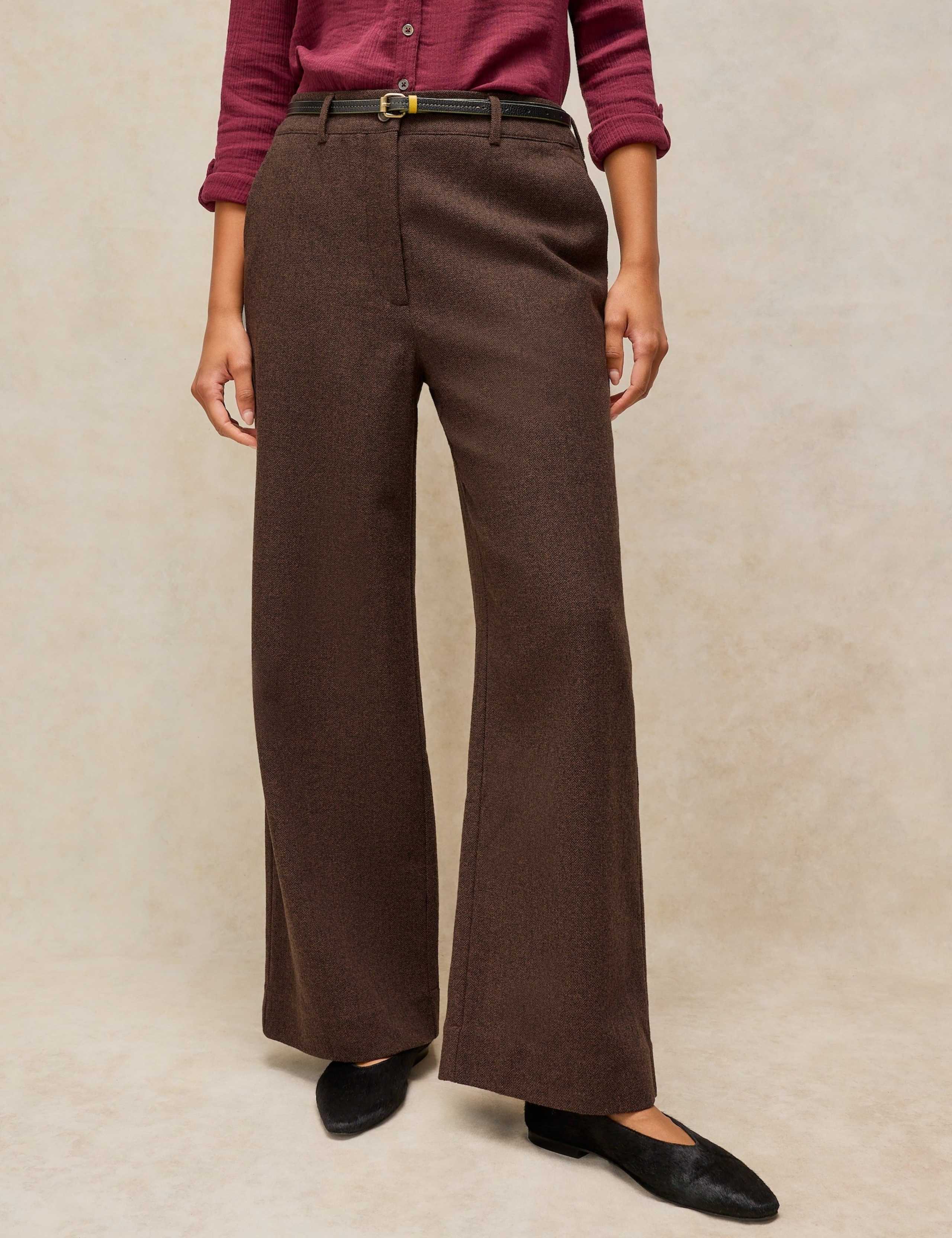 Tweed Wide Leg Trousers with Wool