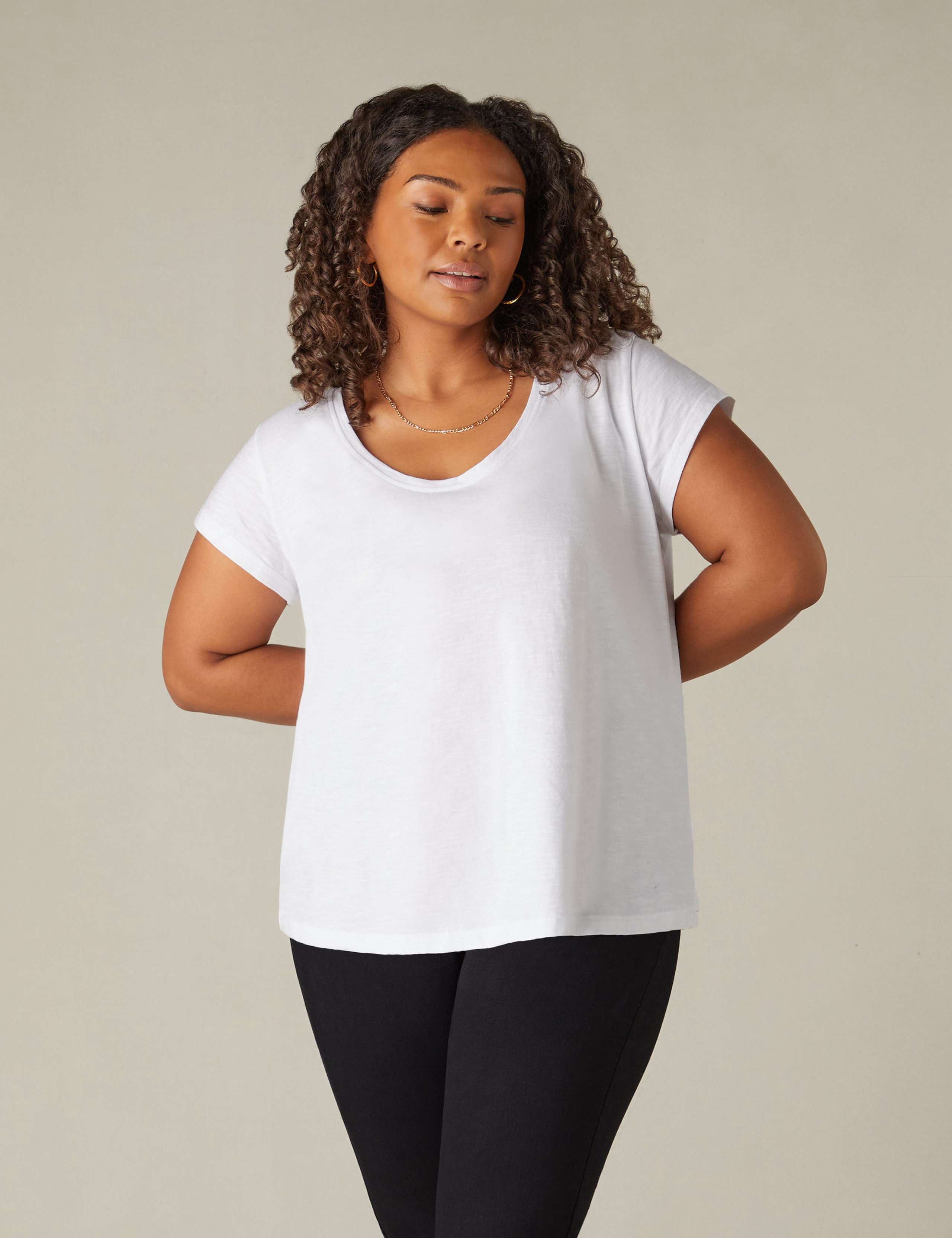 Pure Cotton Scoop Neck T-Shirt