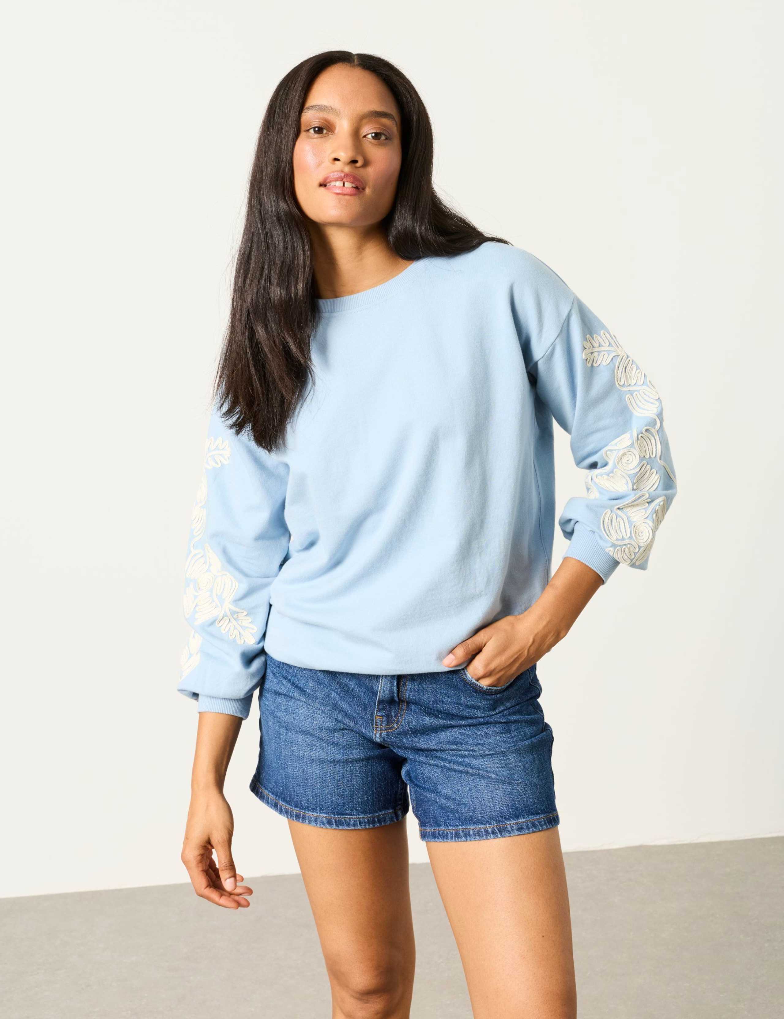 Pure Cotton Embroidered Sweatshirt