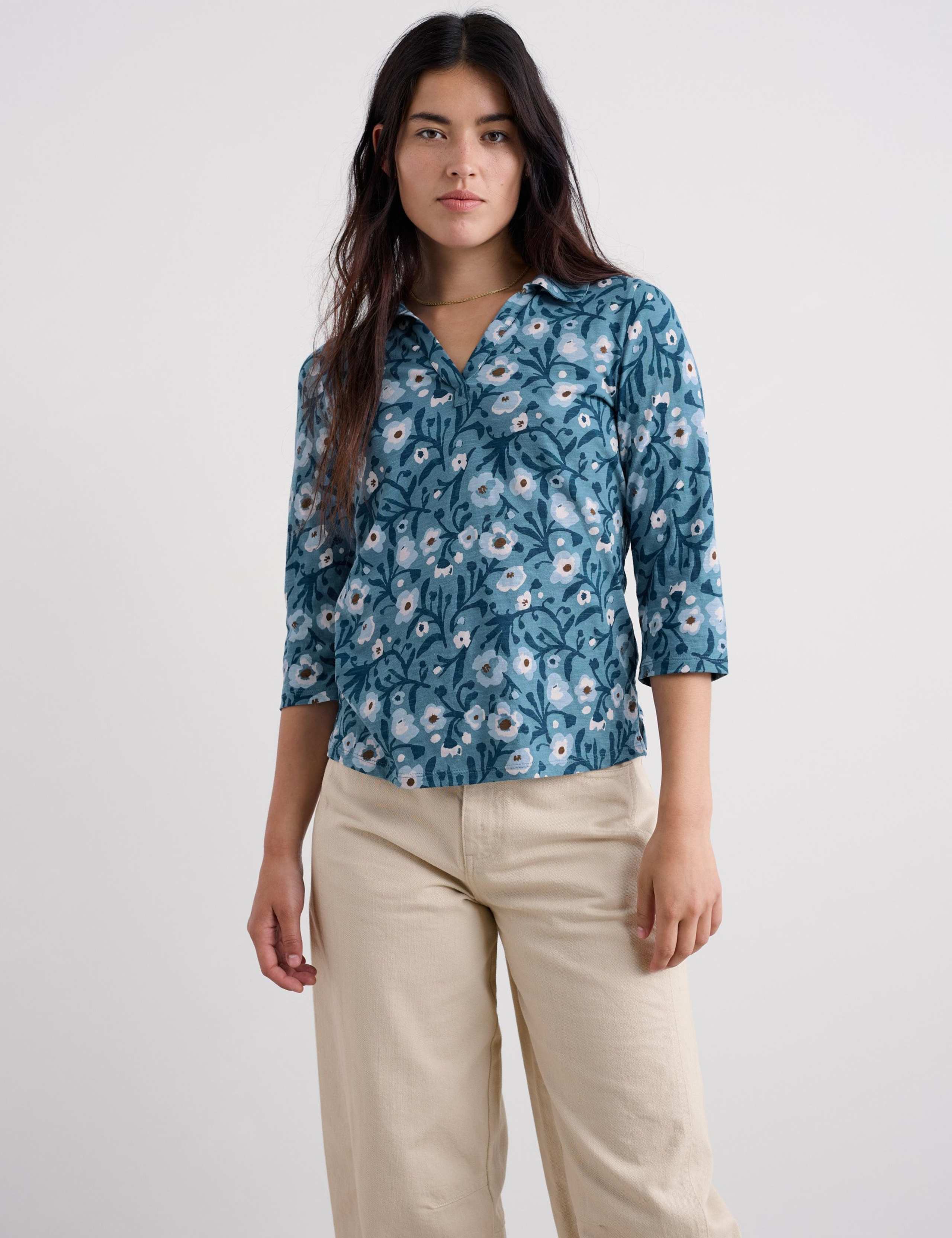 Pure Cotton Floral Collared Shirt