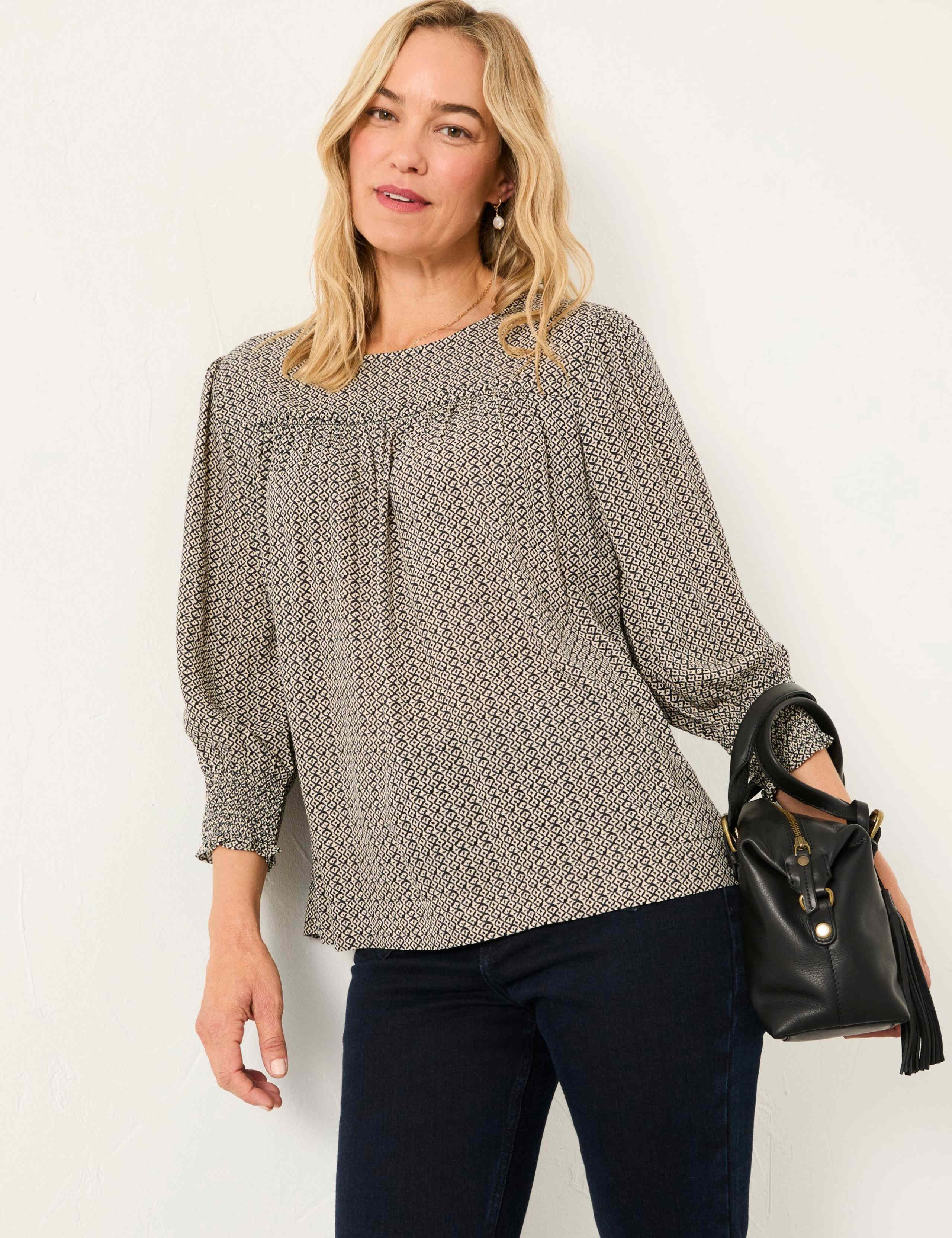 Printed Round Neck Blouse
