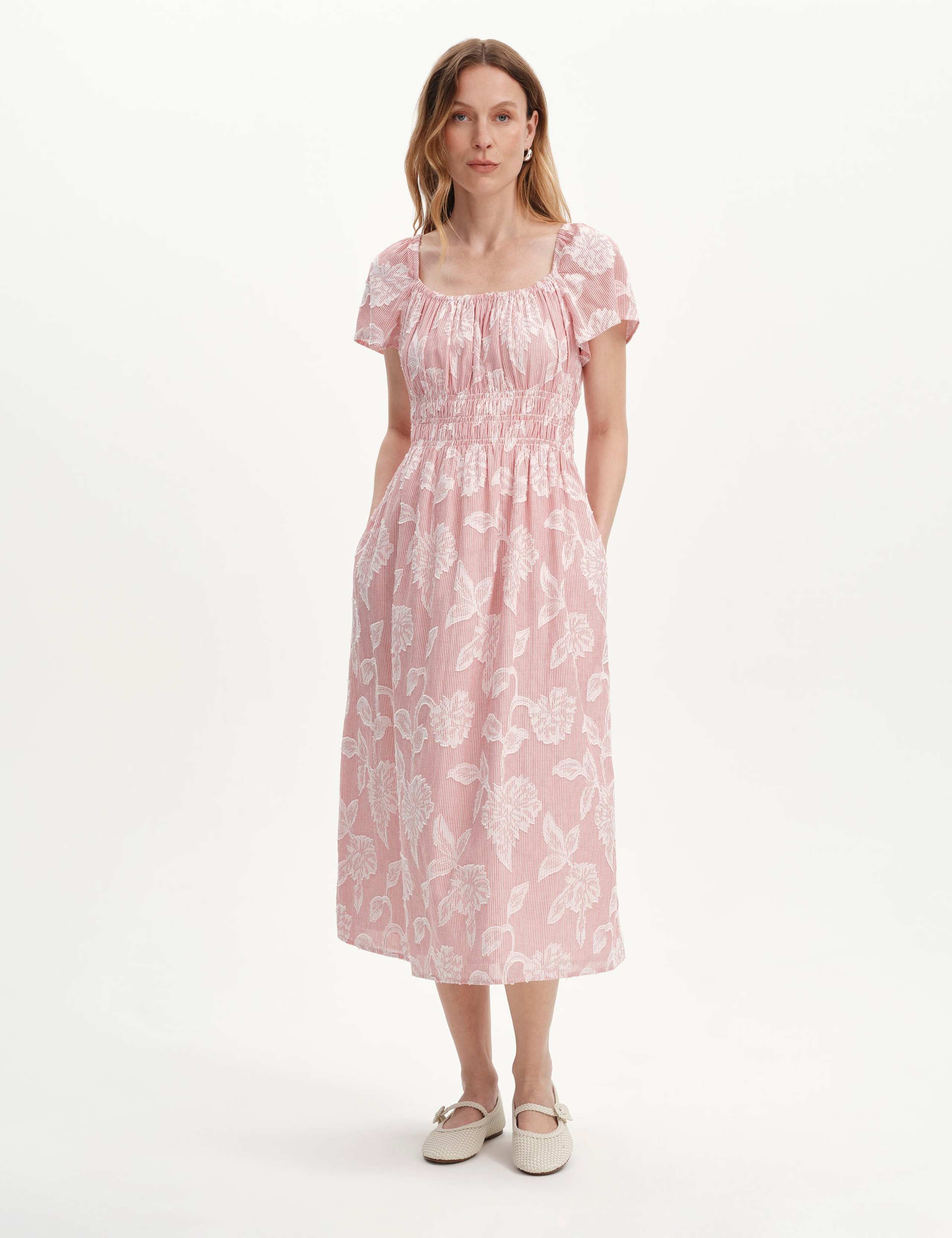 Pure Cotton Elasticated Waist Midi Dress