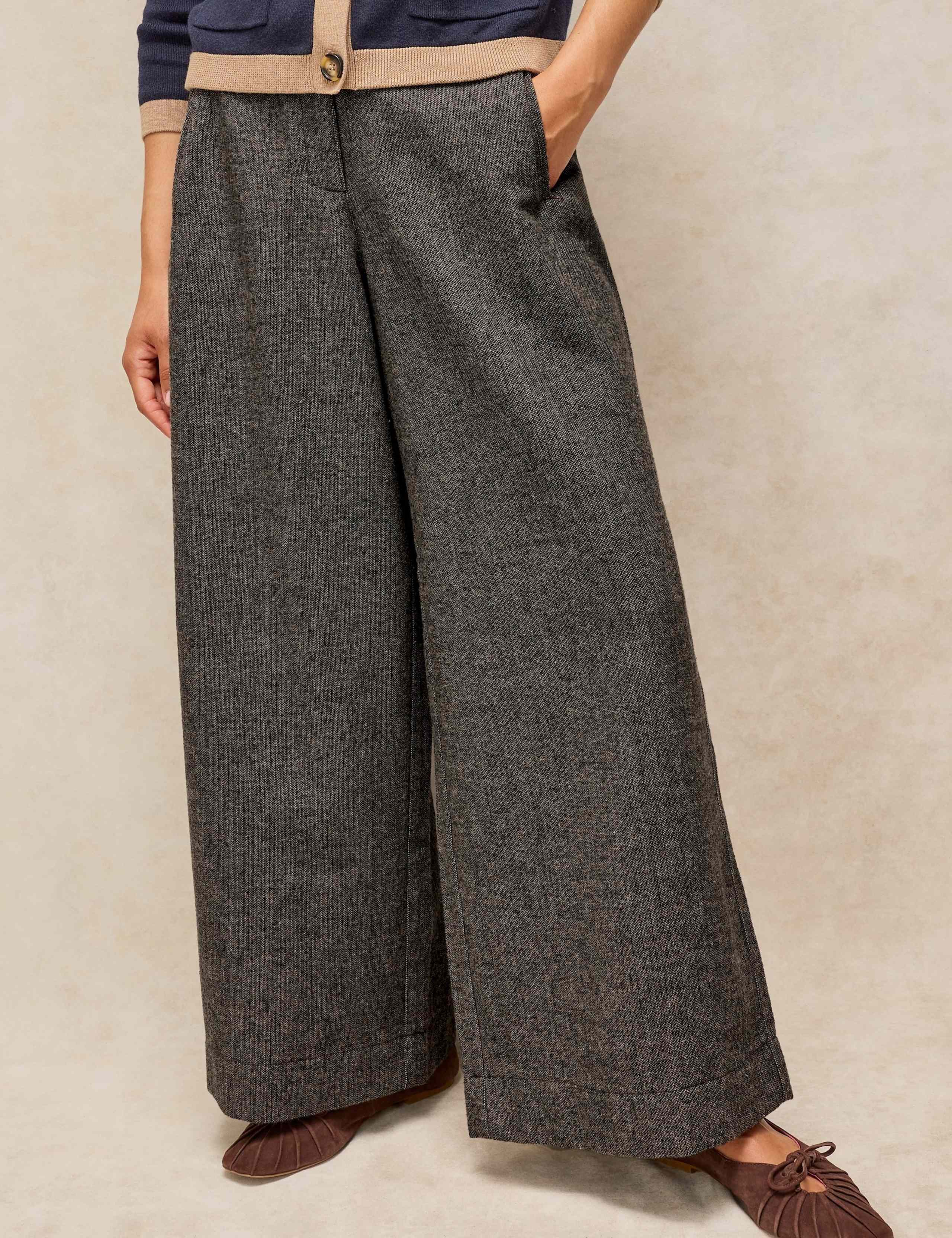 Wool Blend Wide Leg Trousers