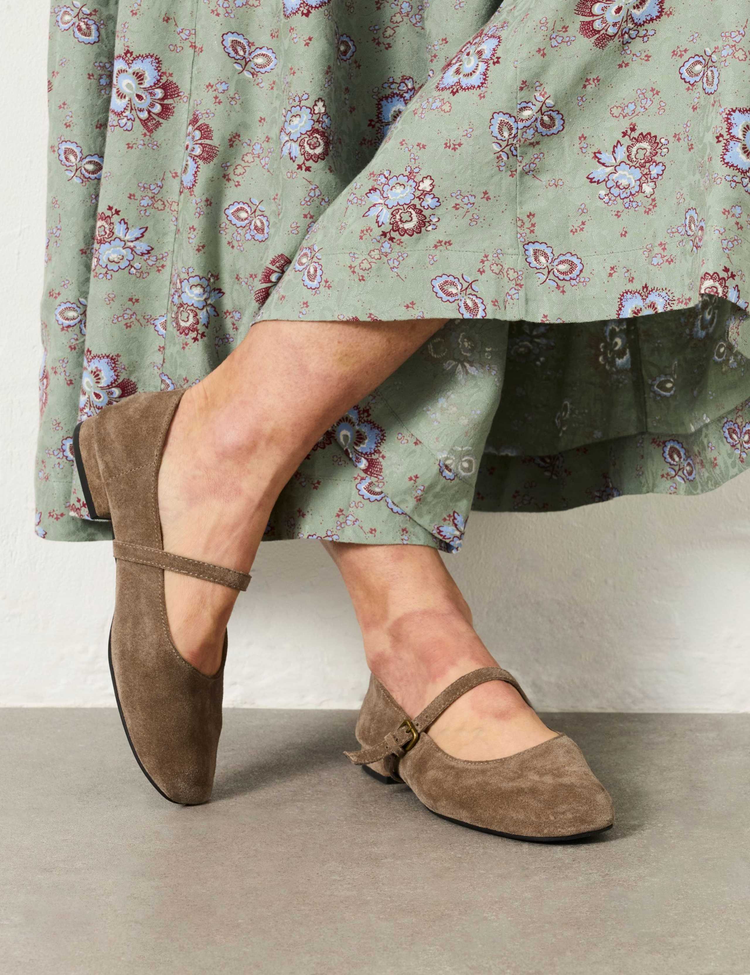 Suede Flat Mary Jane Ballet Pumps