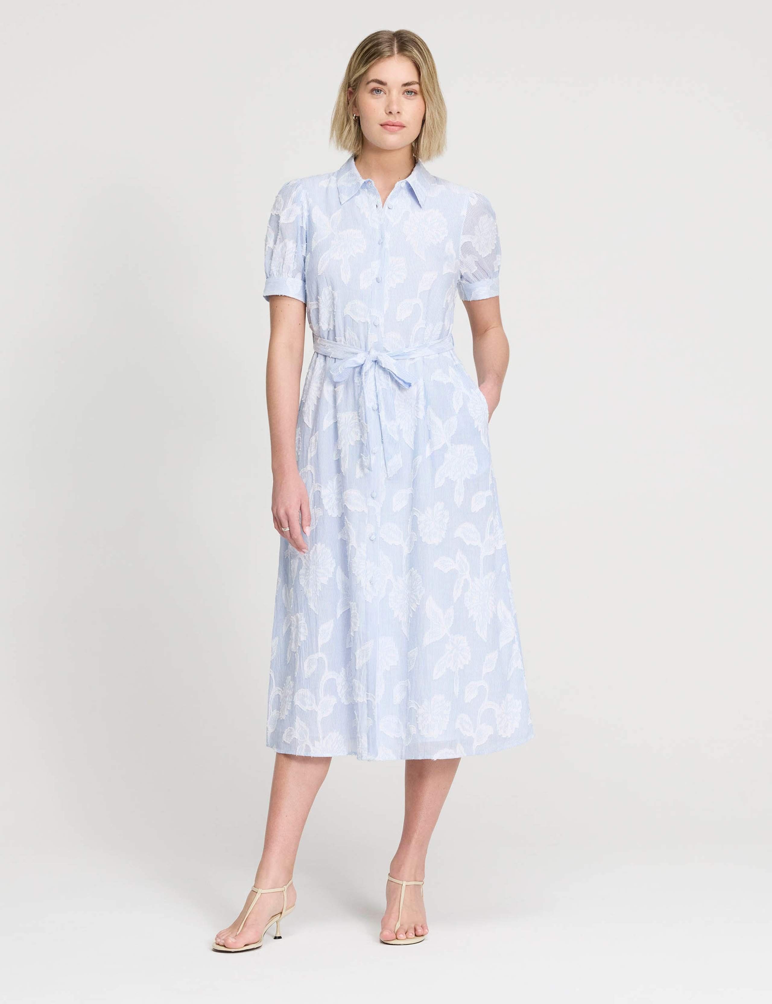 Pure Cotton Floral Midi Shirt Dress