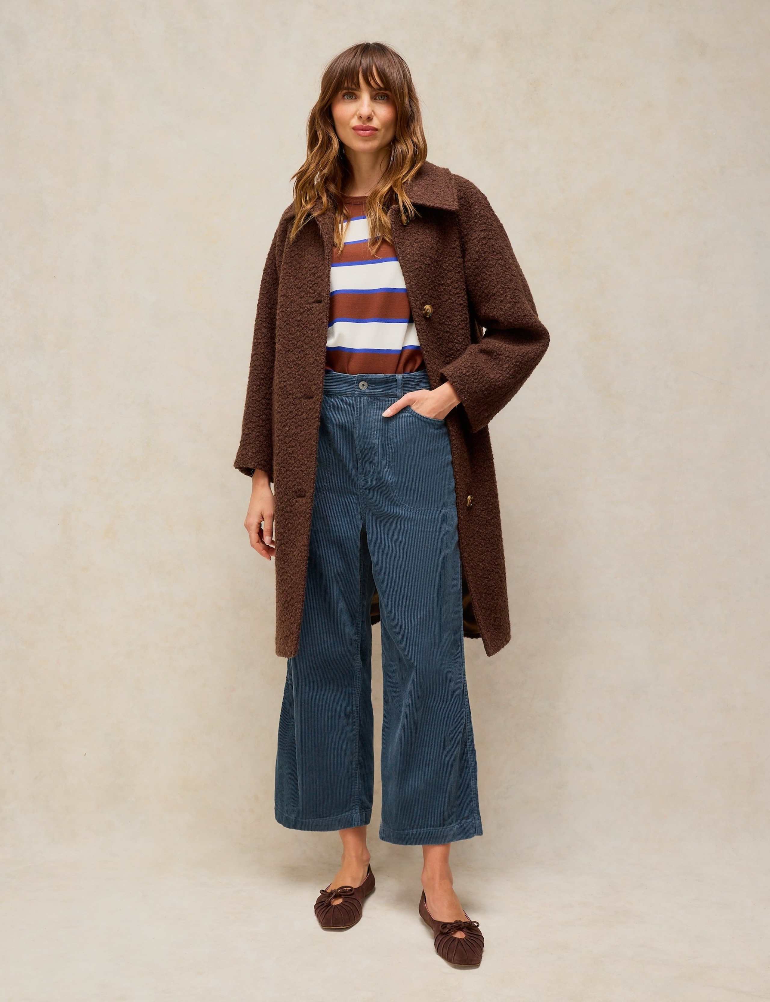 Cord Wide Leg Cropped Trousers
