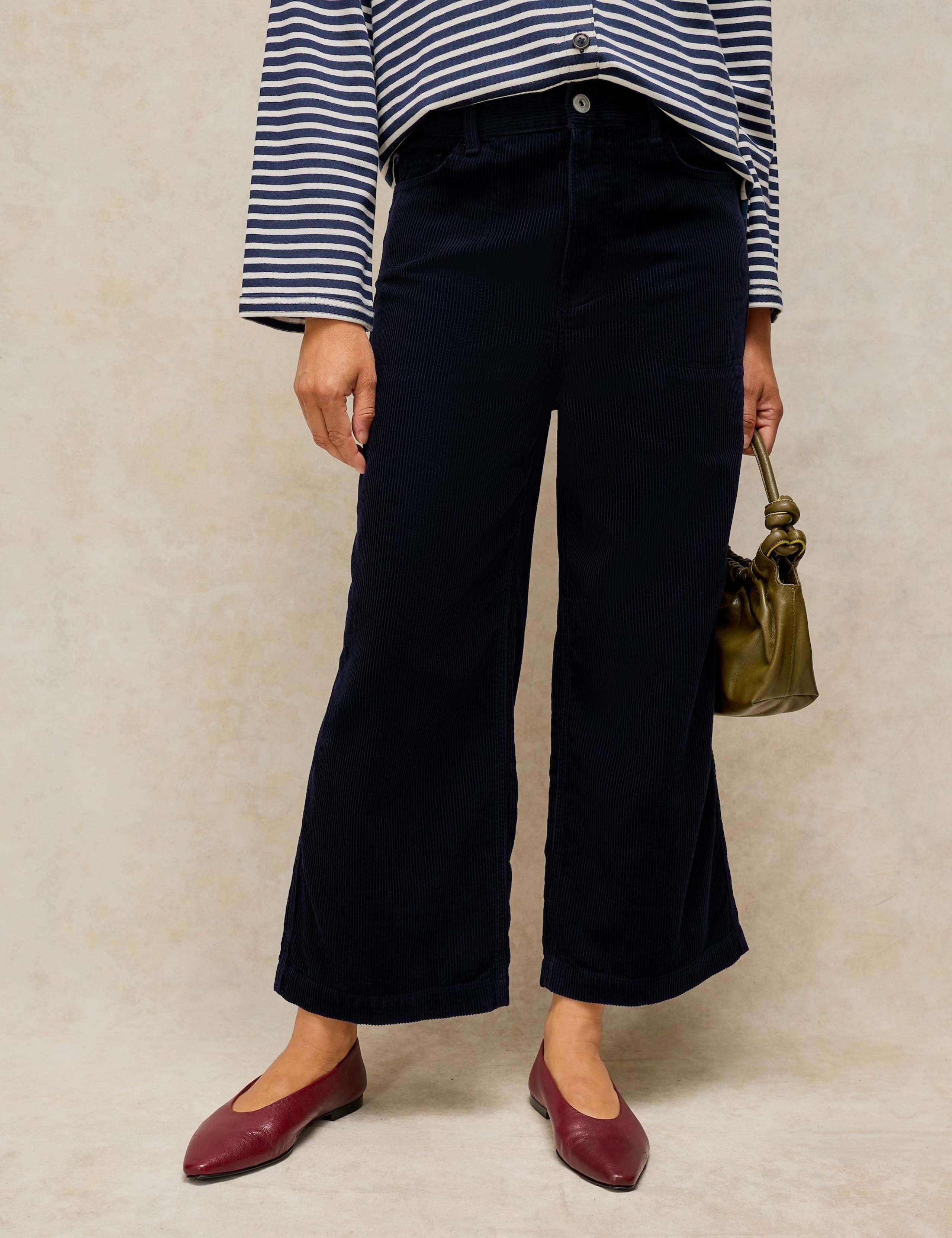 Cord Wide Leg Cropped Trousers
