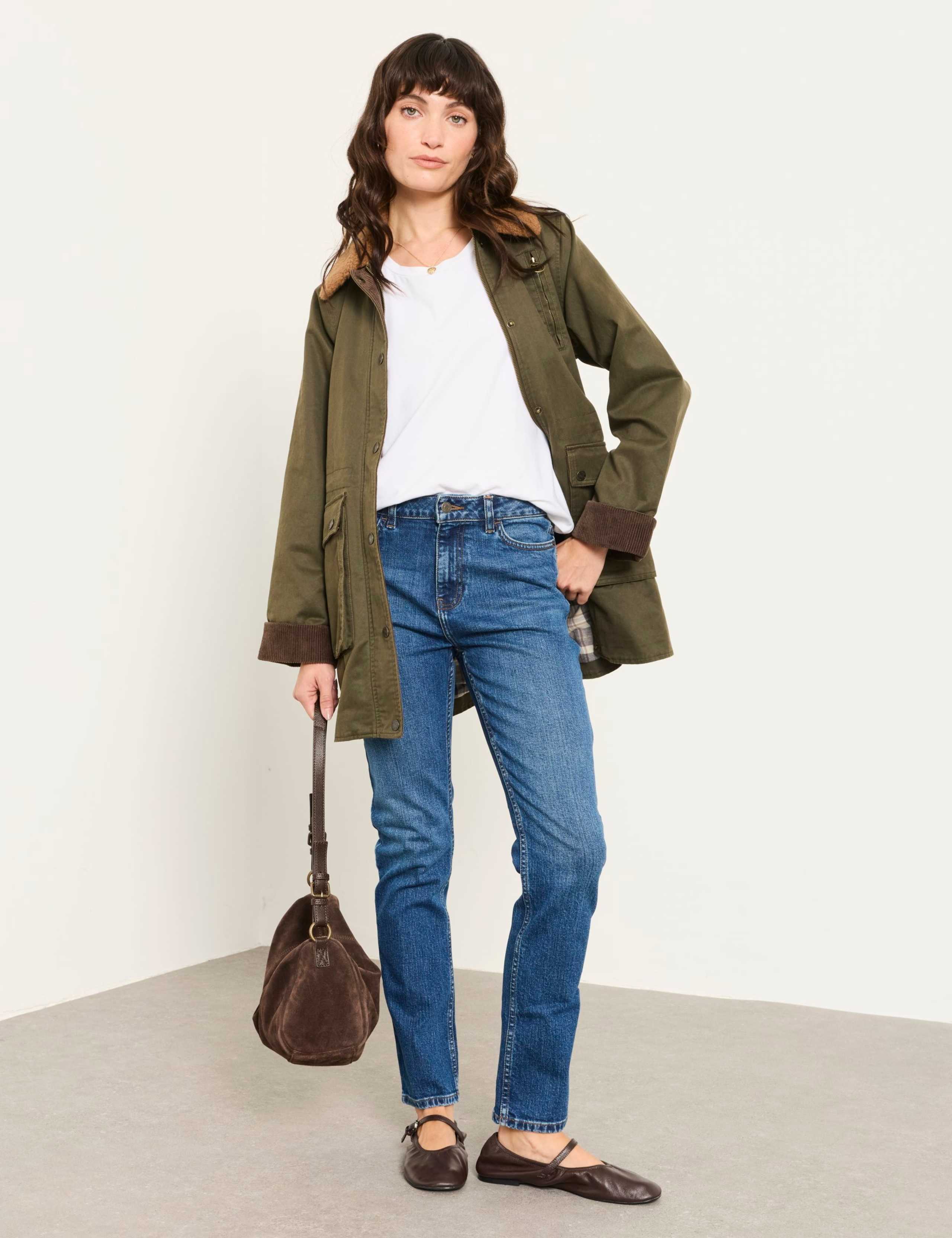 Mid Rise Straight Leg Jeans