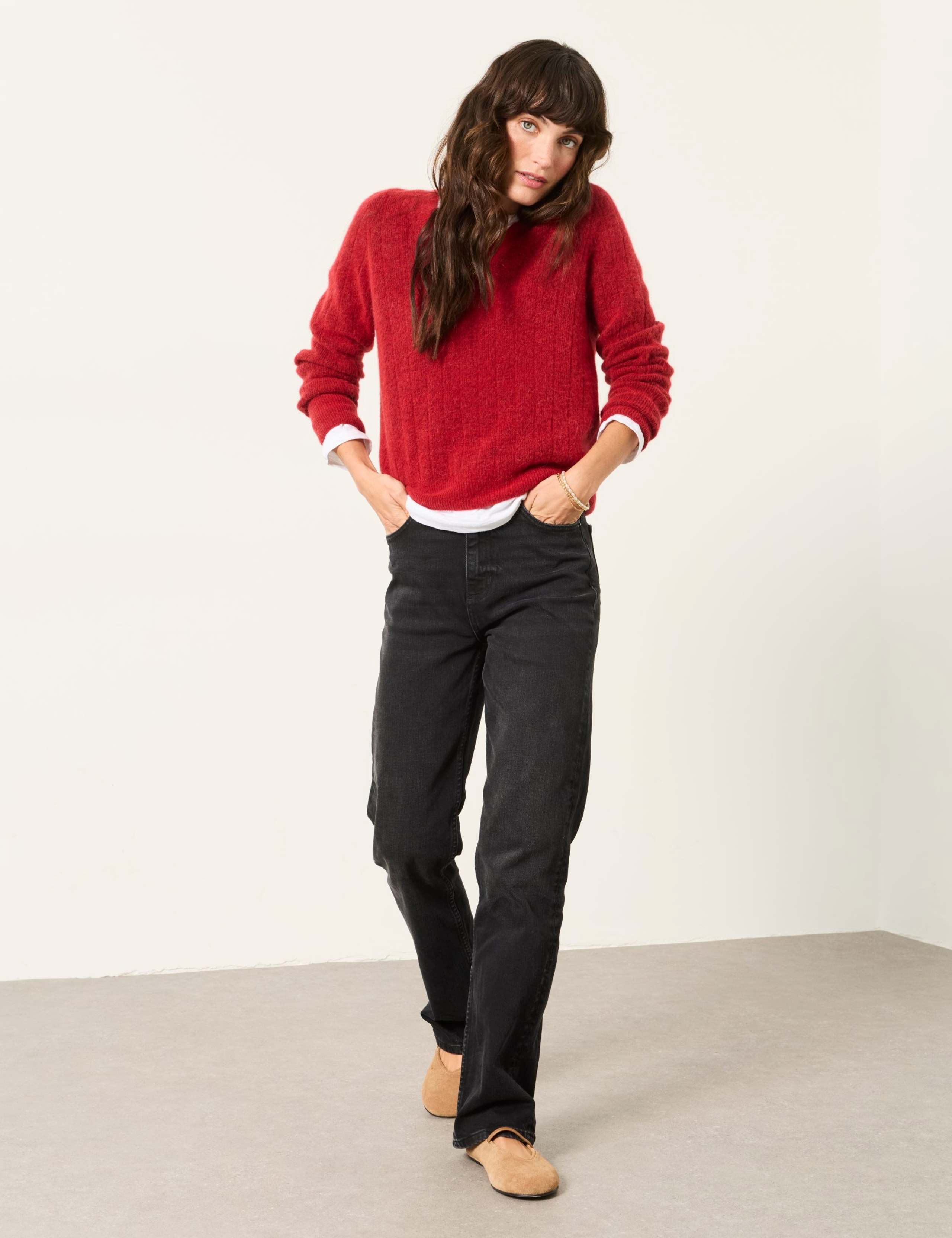 Mid Rise Straight Leg Jeans