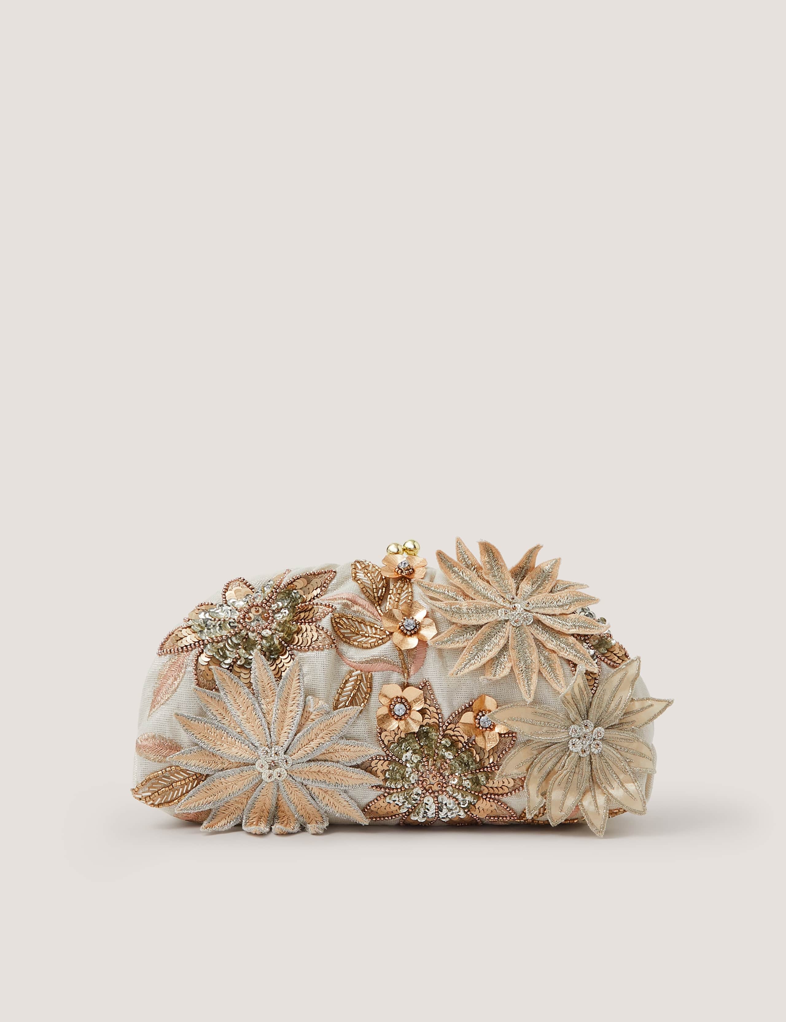 Cotton Rich Floral Embellished Clutch Bag
