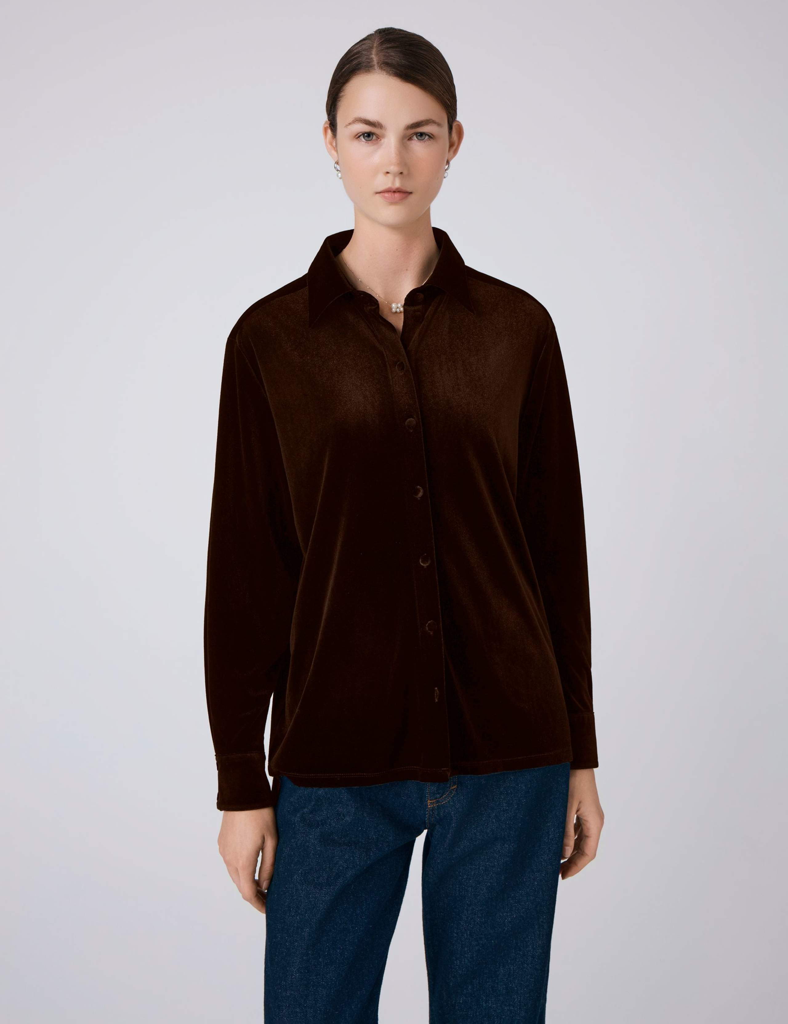 Velvet Button Through Shirt