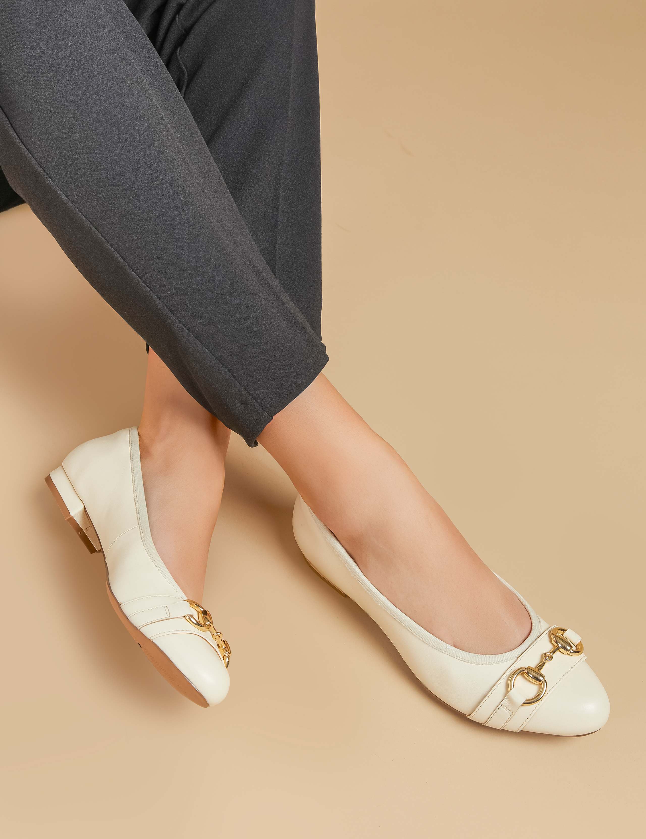 Leather Buckle Slip On Pumps