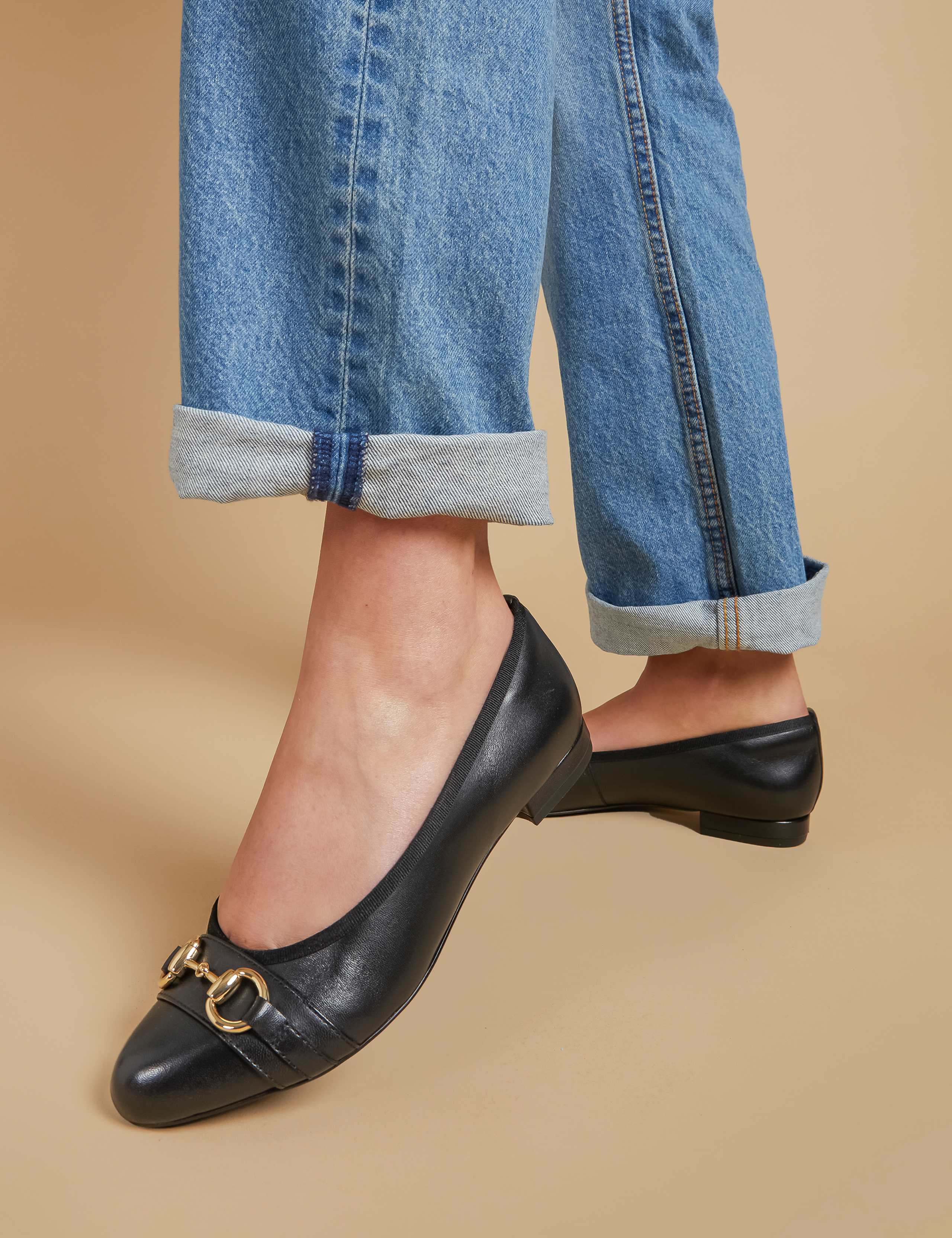 Leather Buckle Slip On Pumps