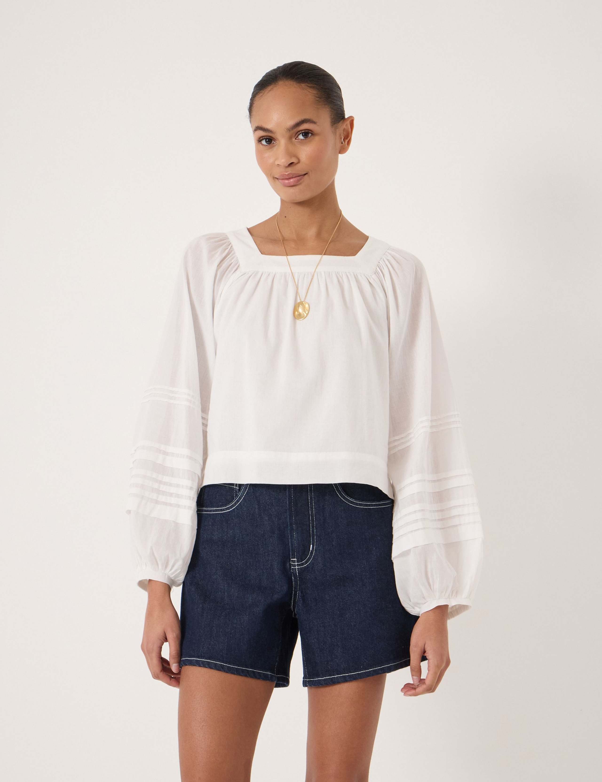 Pure Cotton Square Neckline Blouse