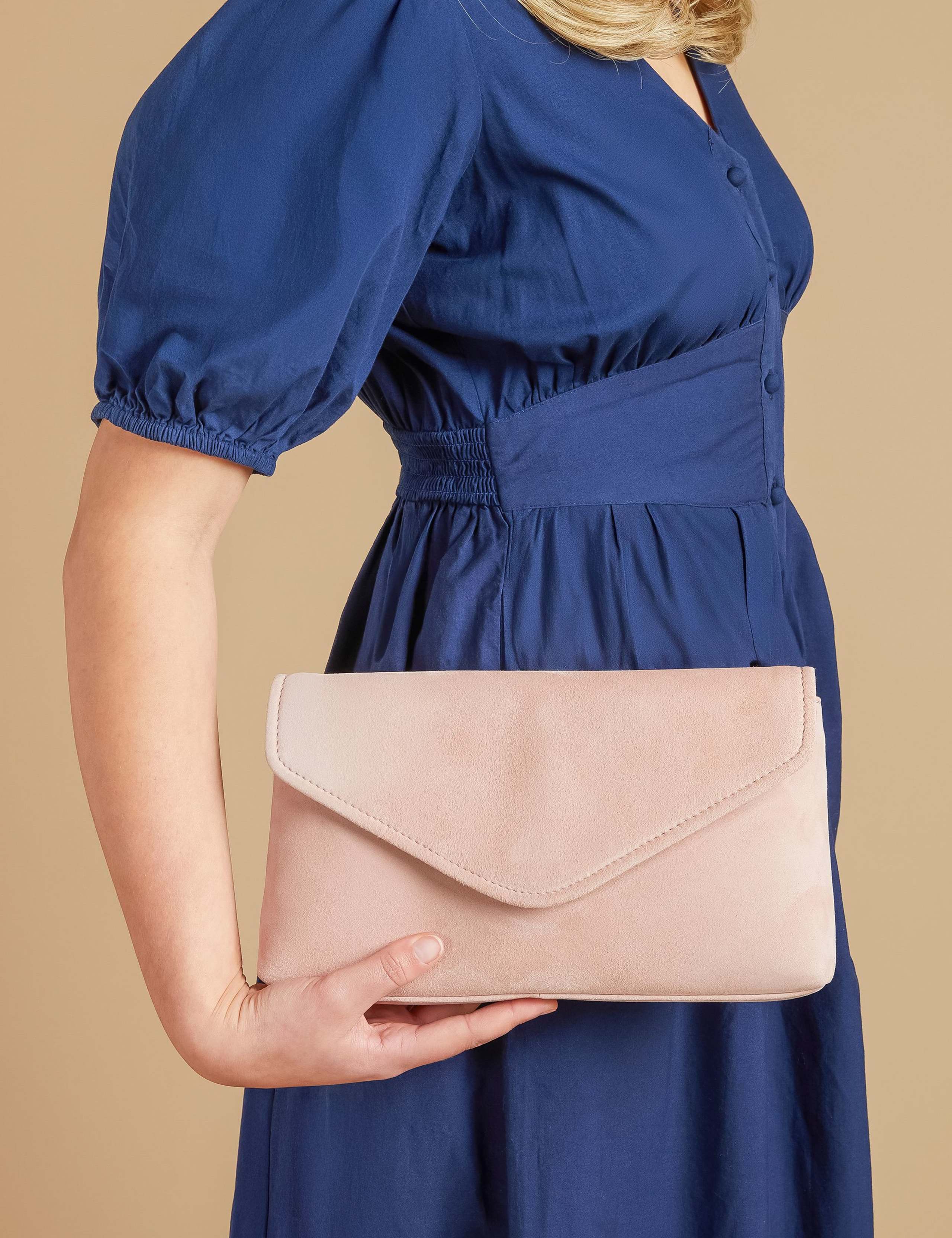 Suede Chain Strap Clutch Bag