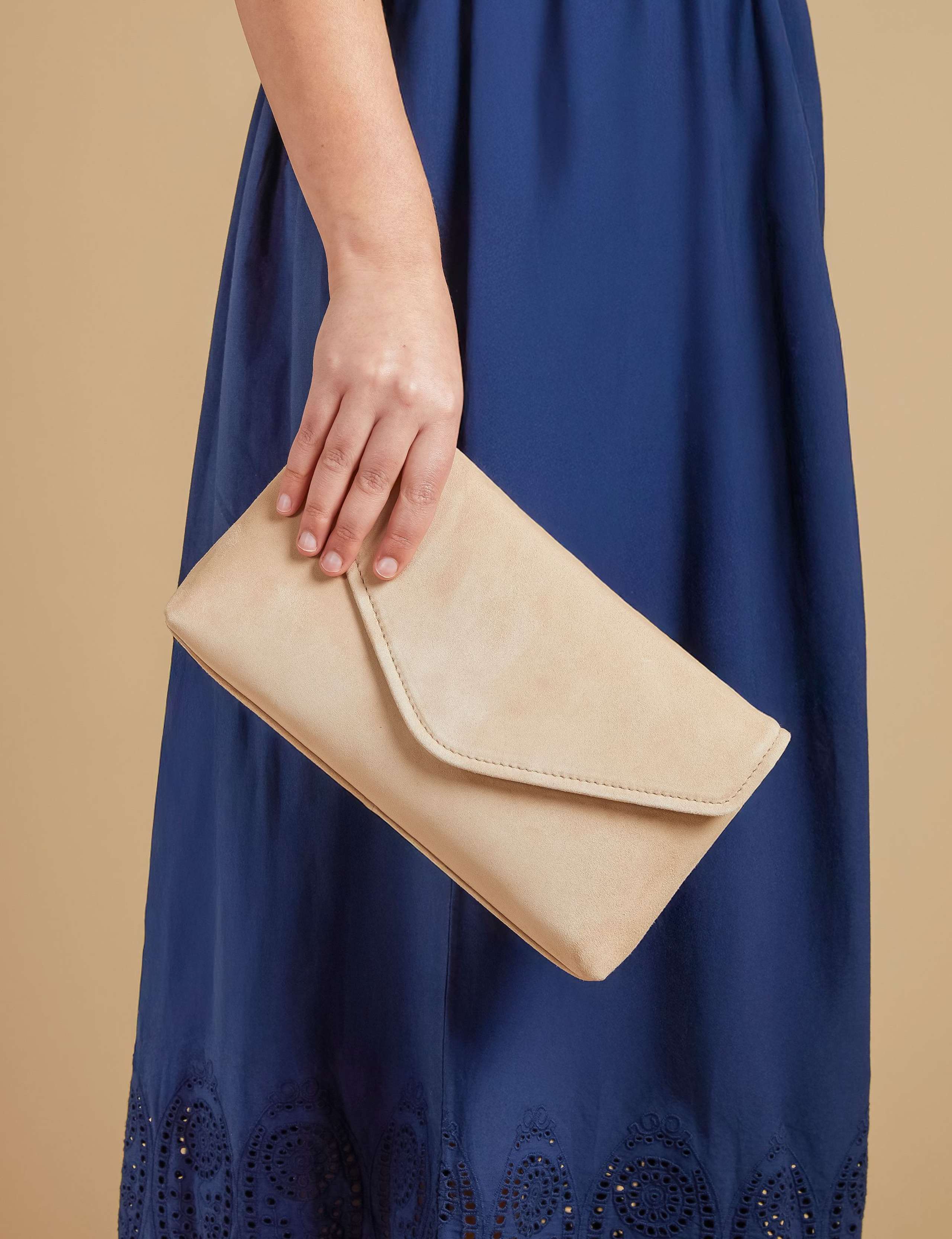 Suede Chain Strap Clutch Bag