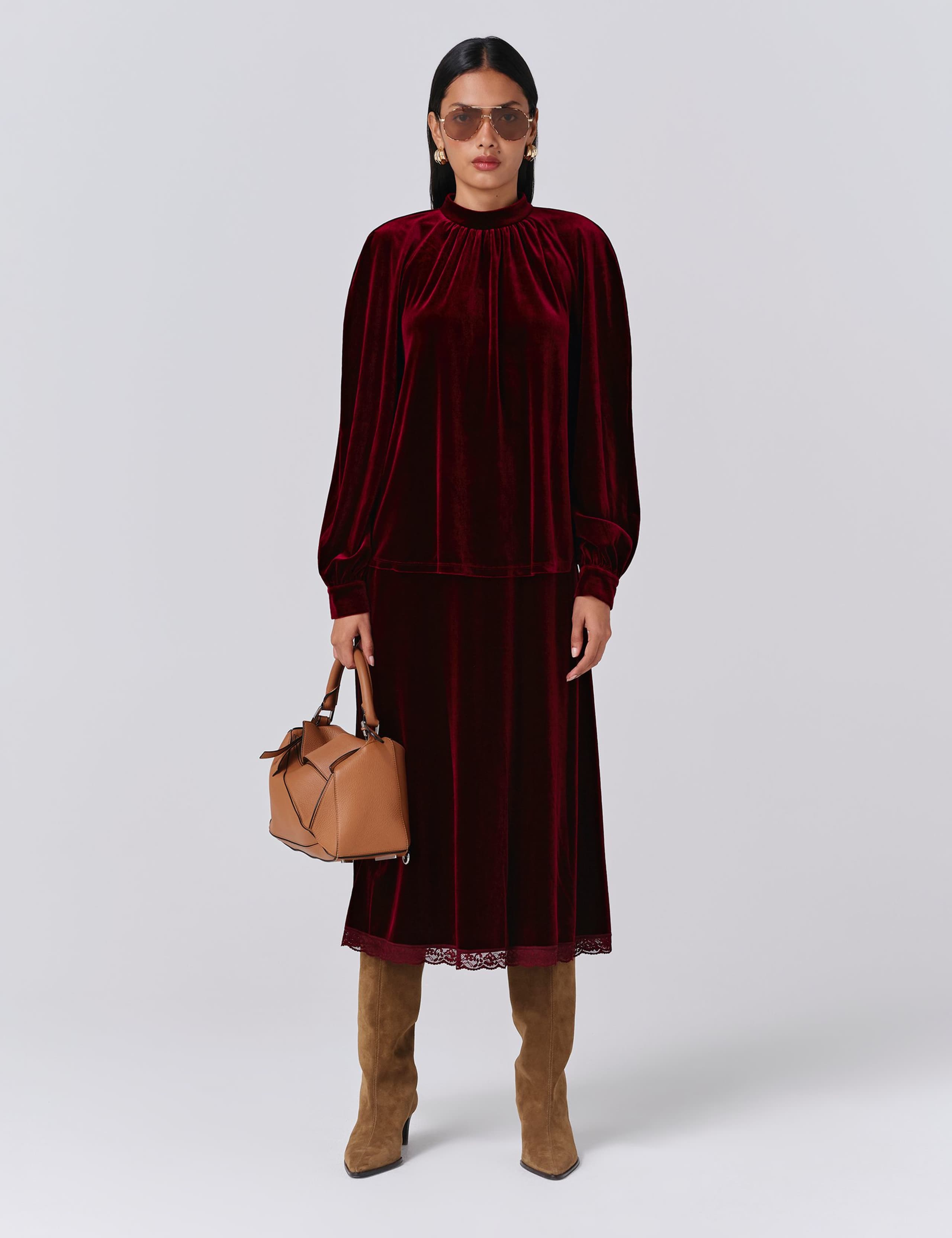 Velvet High Neck Top