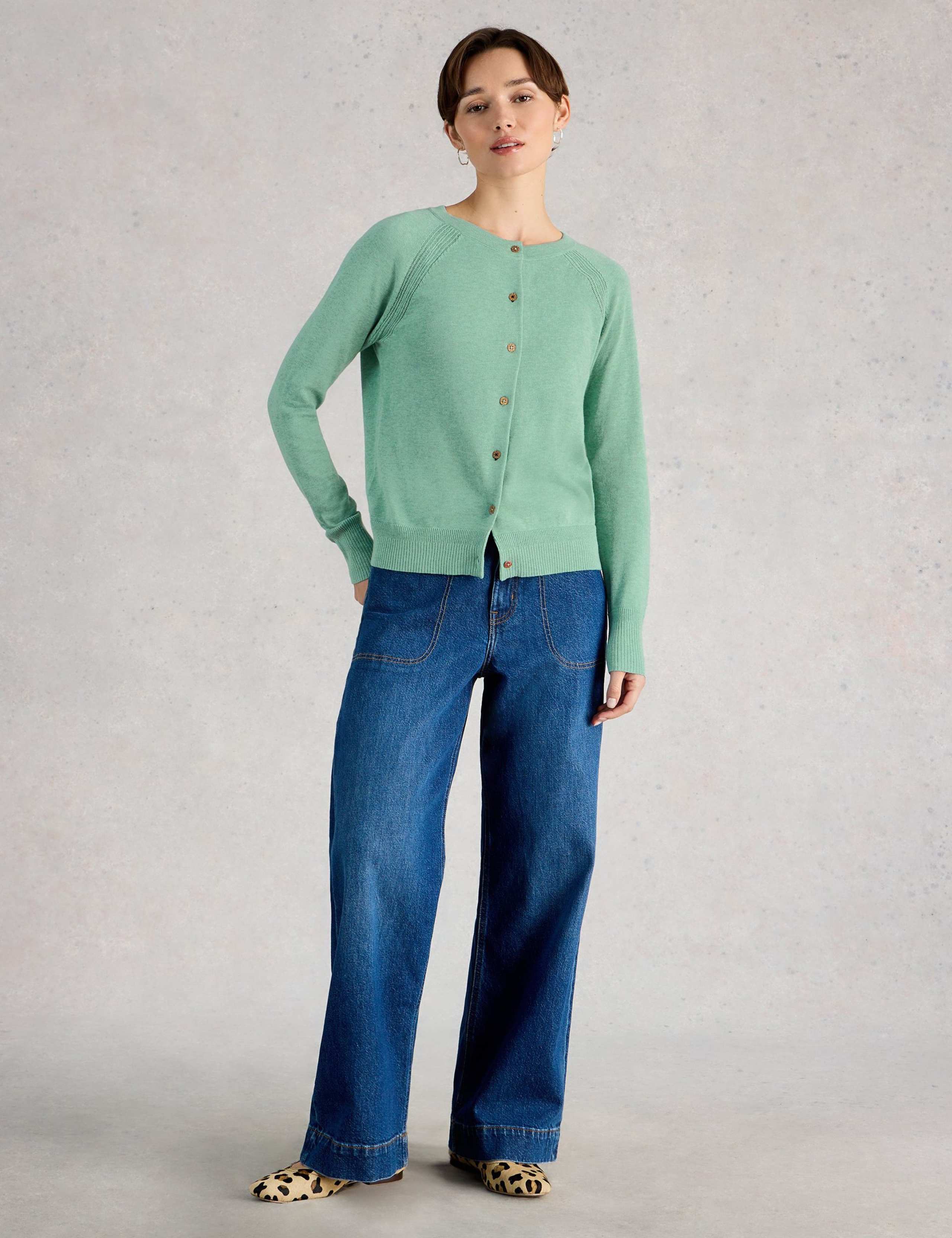 Pure Cotton Crew Neck Cardigan