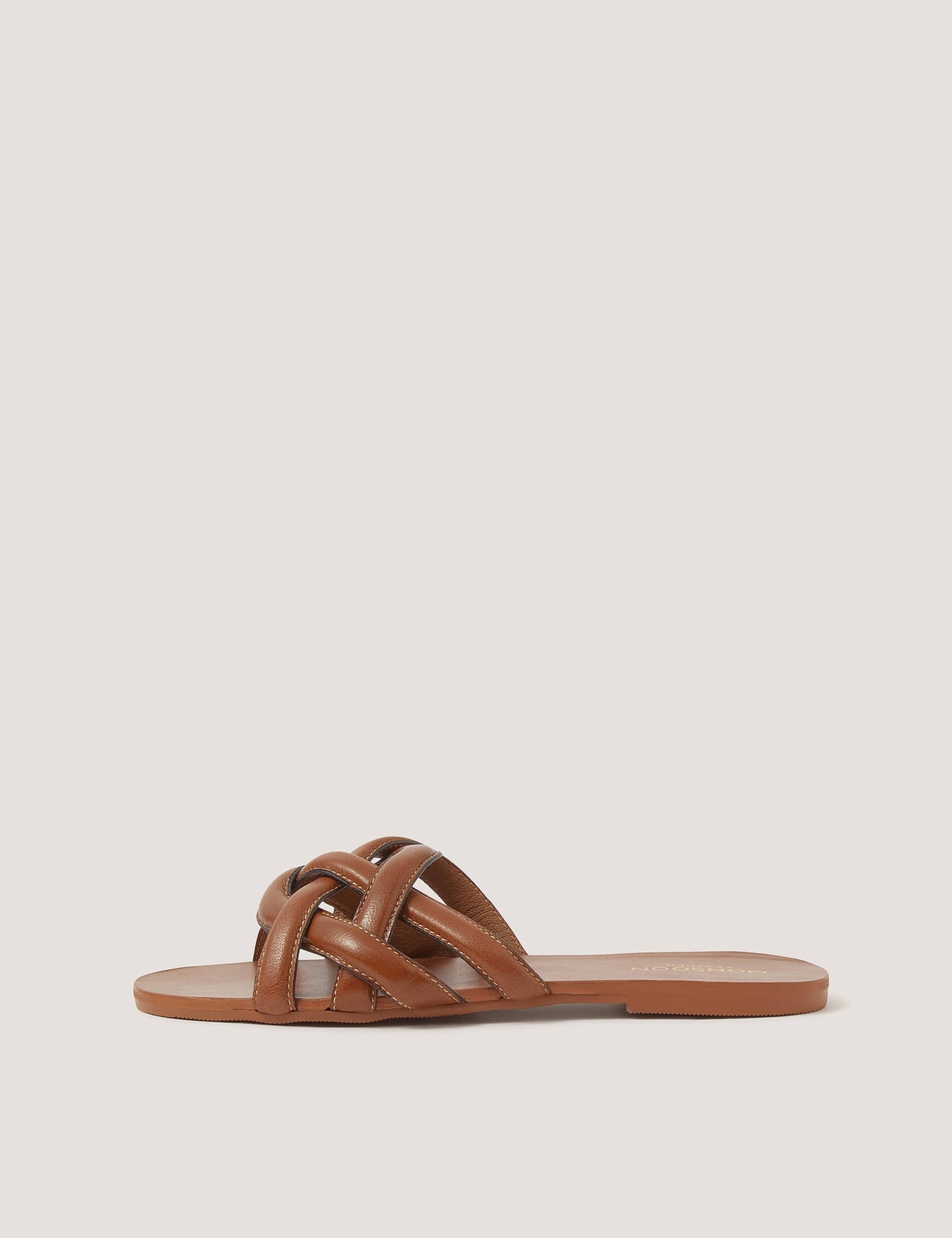 Woven Leather Flat Slider