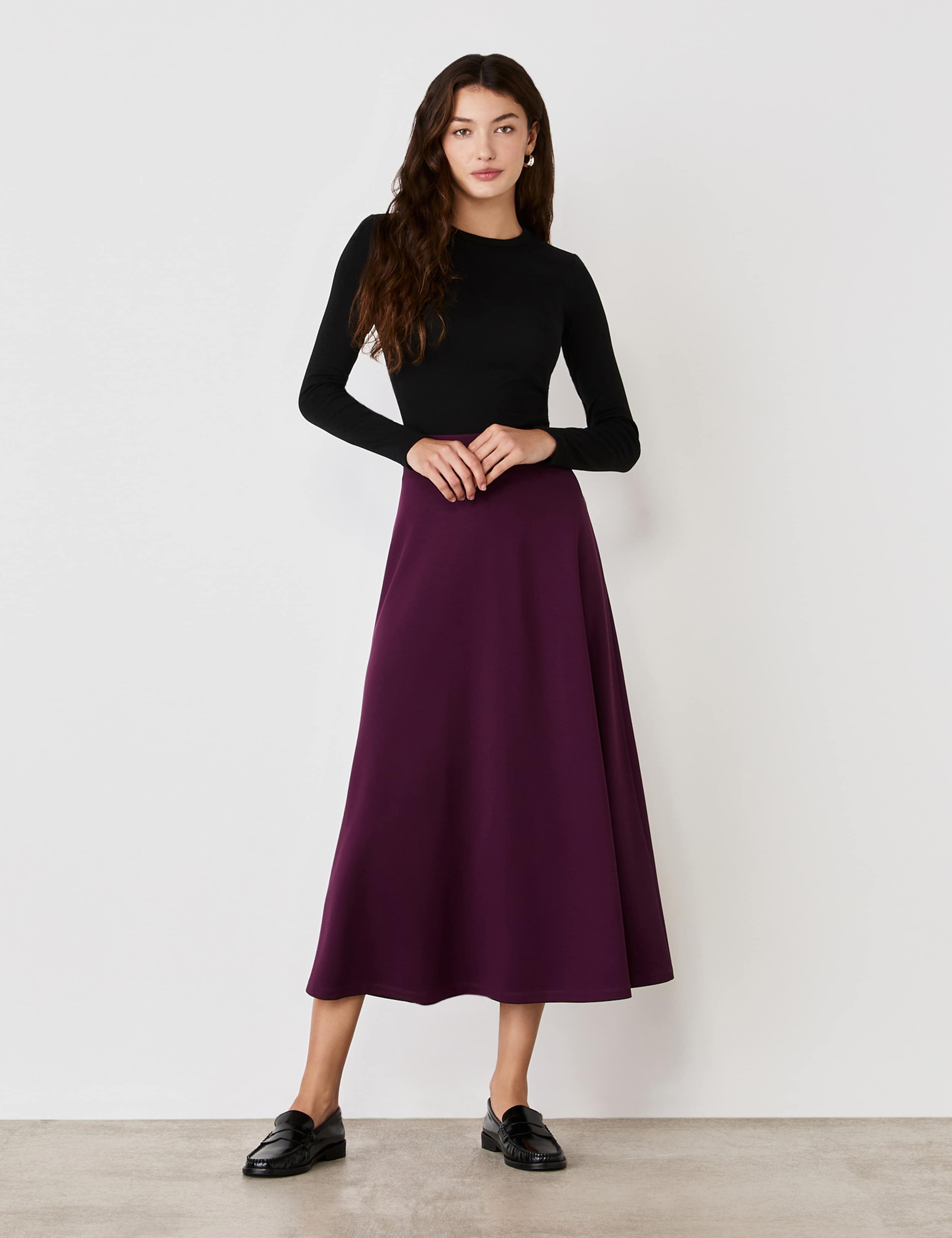 Jersey Midi A-Line Skirt