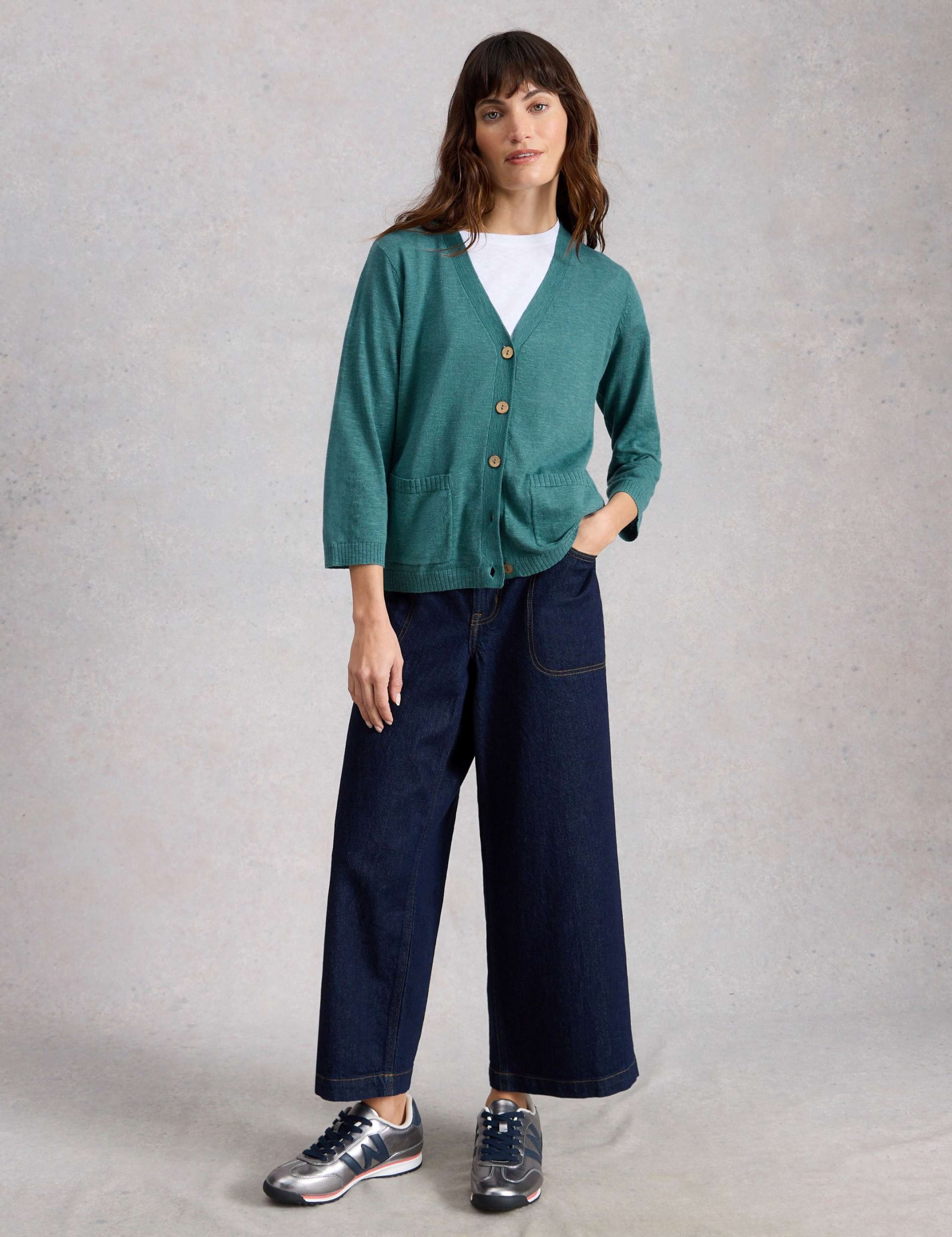 Cotton Rich V-Neck Button Front Cardigan