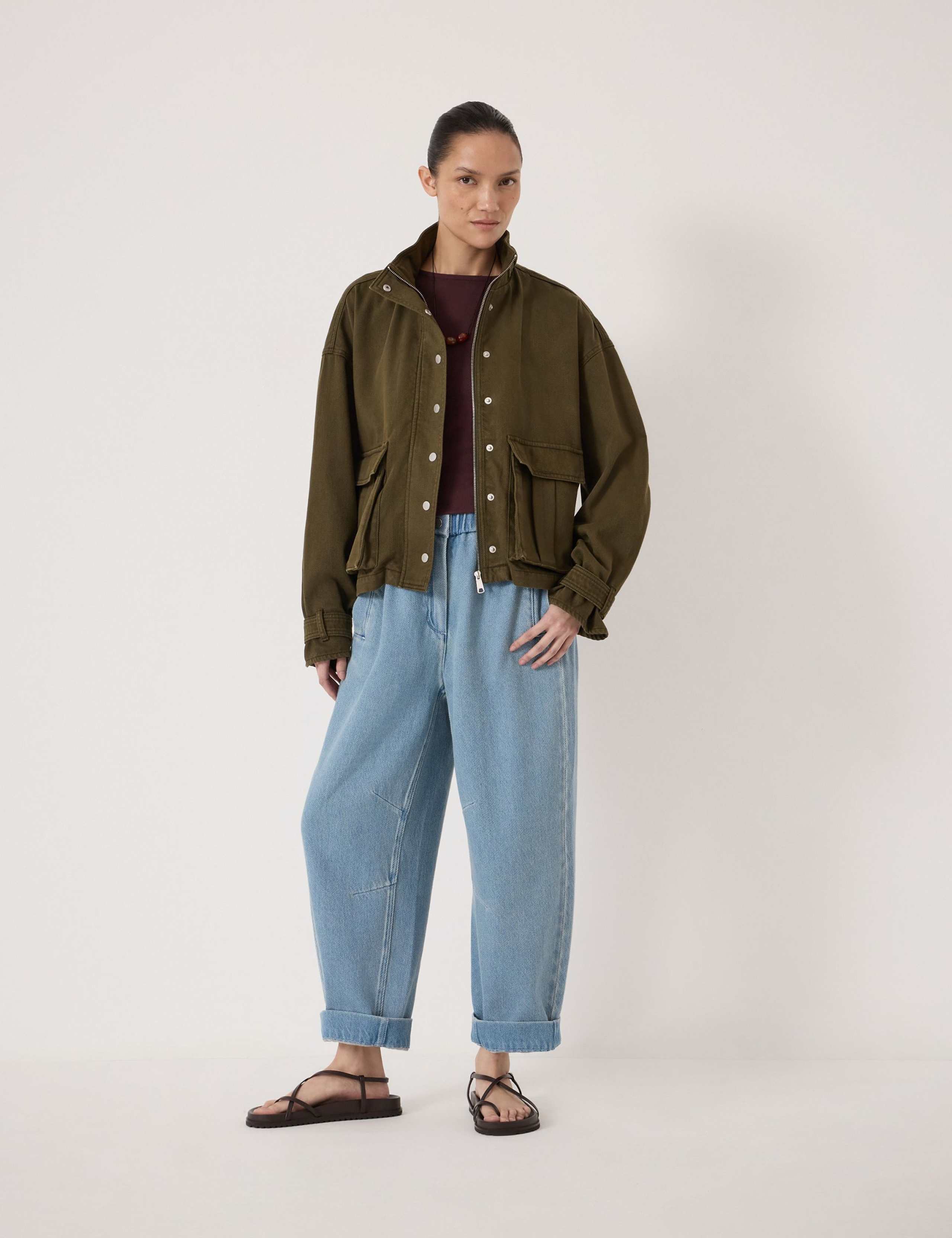 Pure Cotton Twill Relaxed Utility Jacket