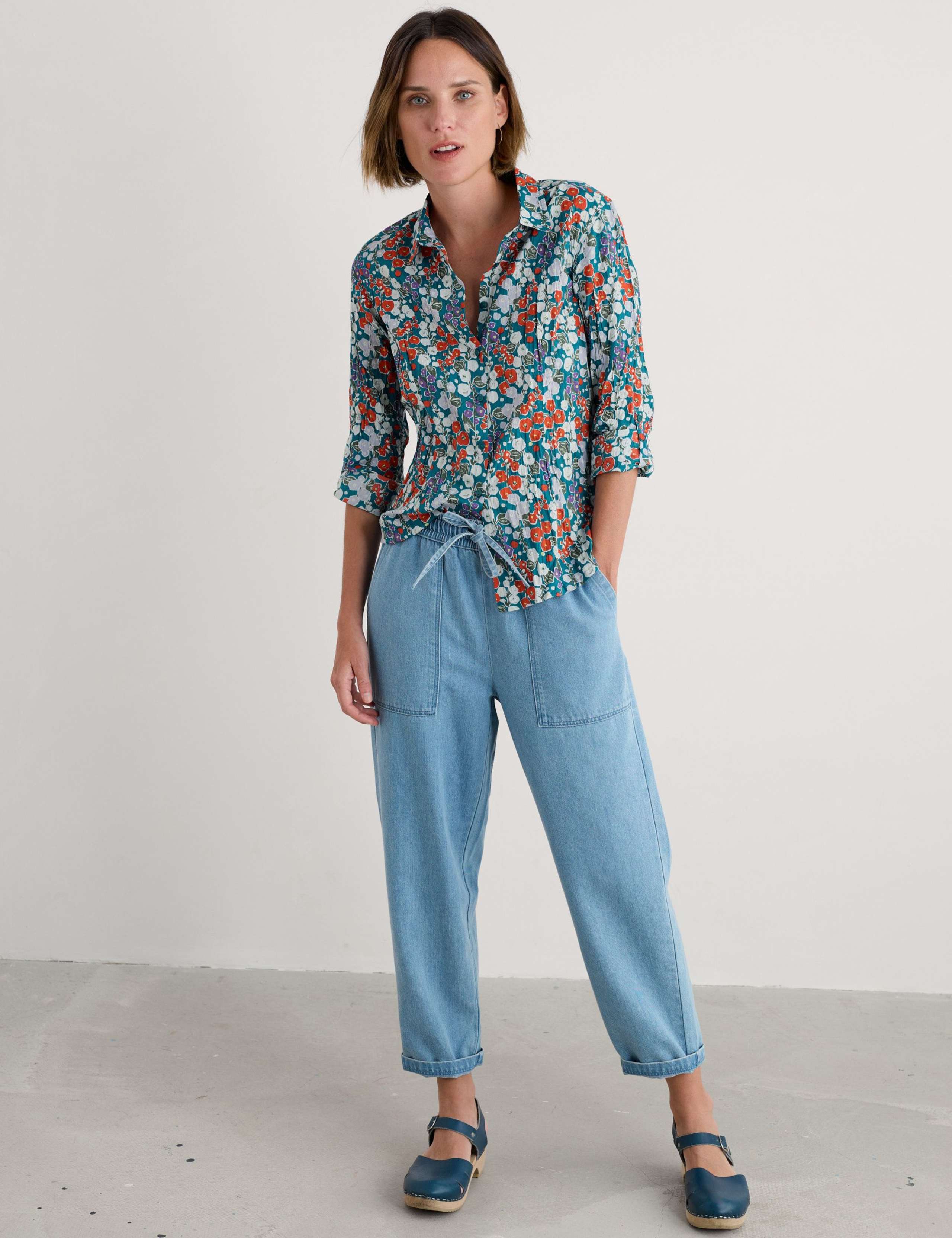 Pure Cotton Floral Collared Shirt