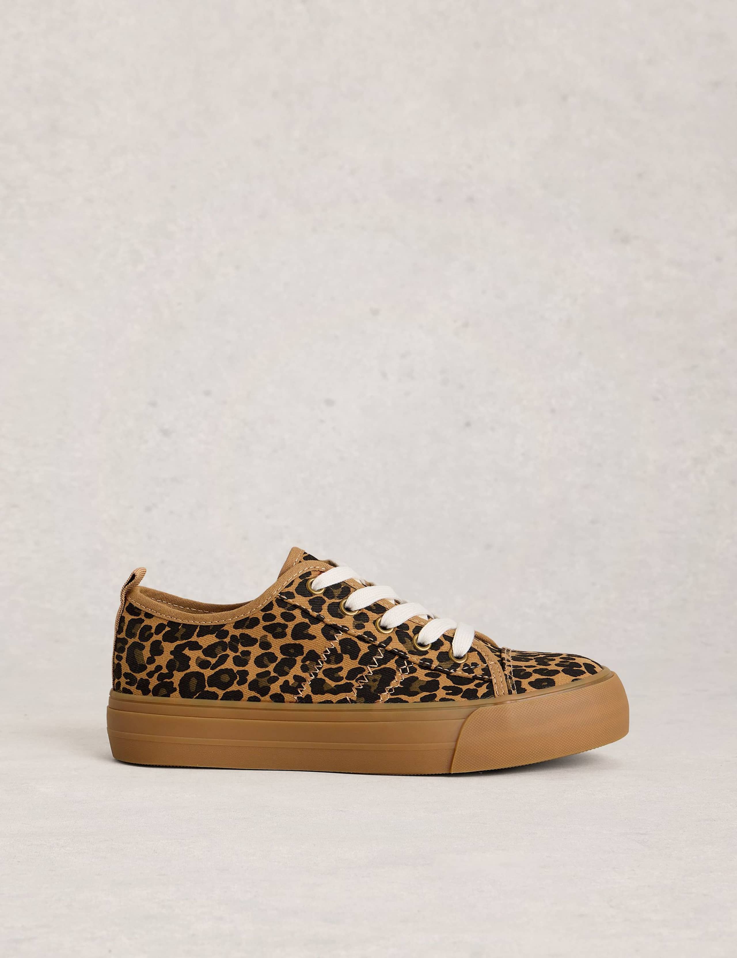 Canvas Leopard Print Flatform Trainers