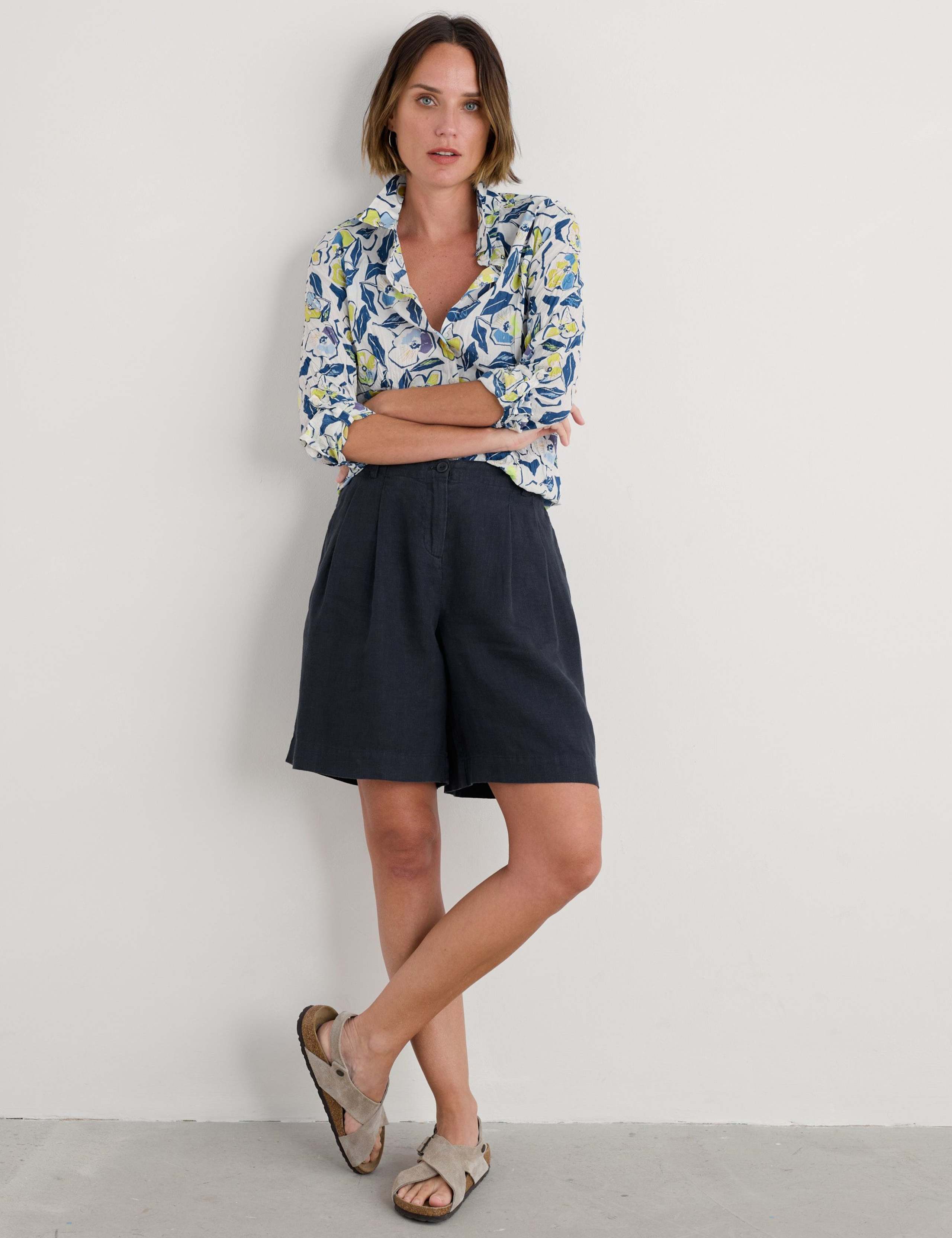 Pure Cotton Floral Collared Shirt
