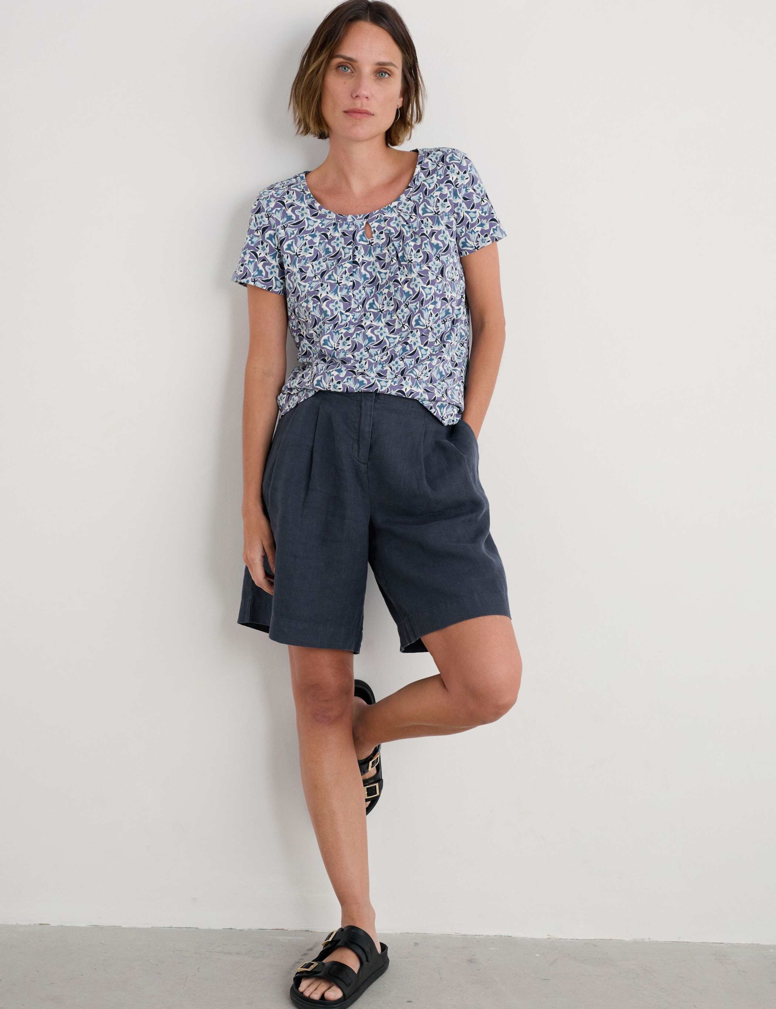 Floral Cut Out T-Shirt with Cotton