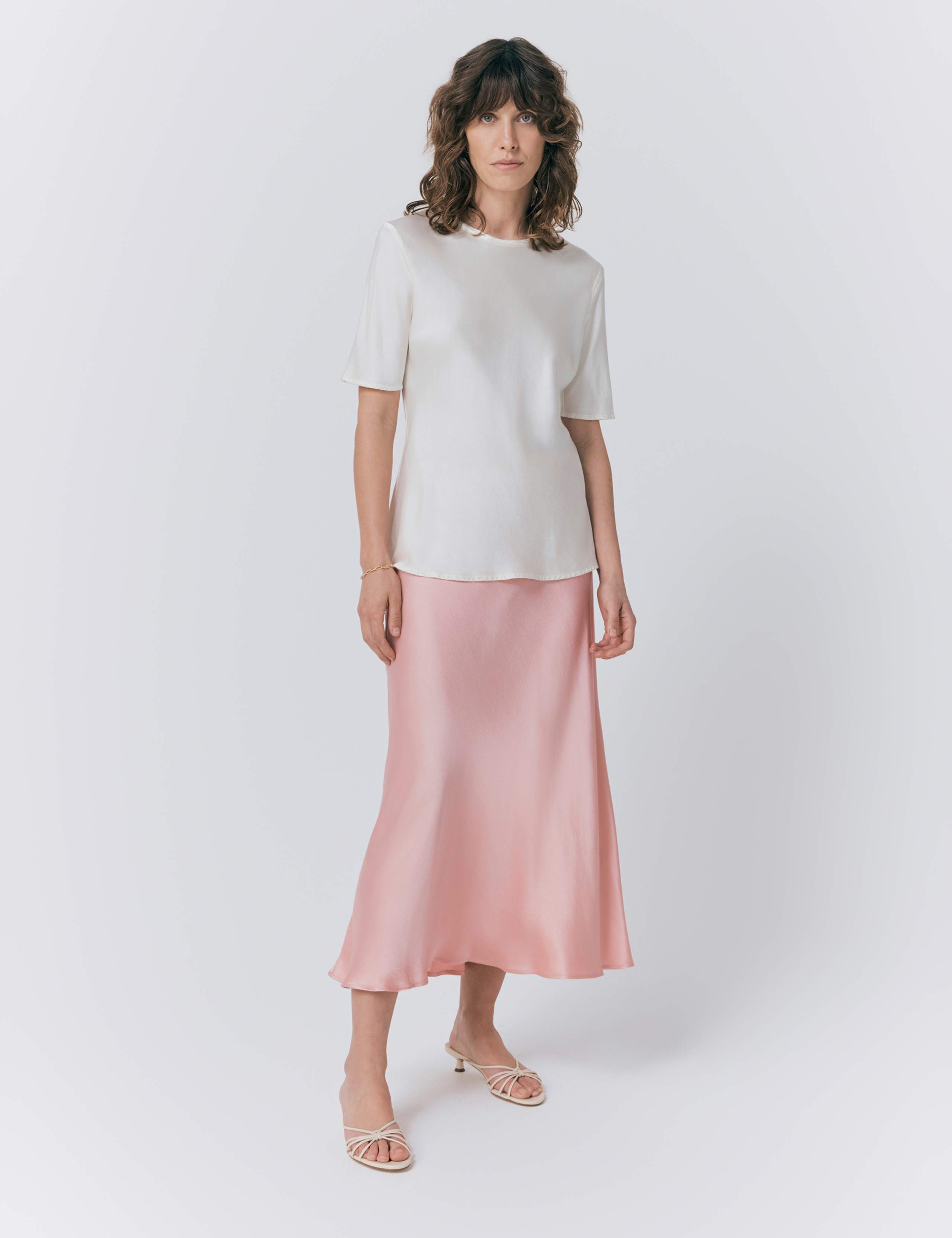 Satin Midi Slip Skirt