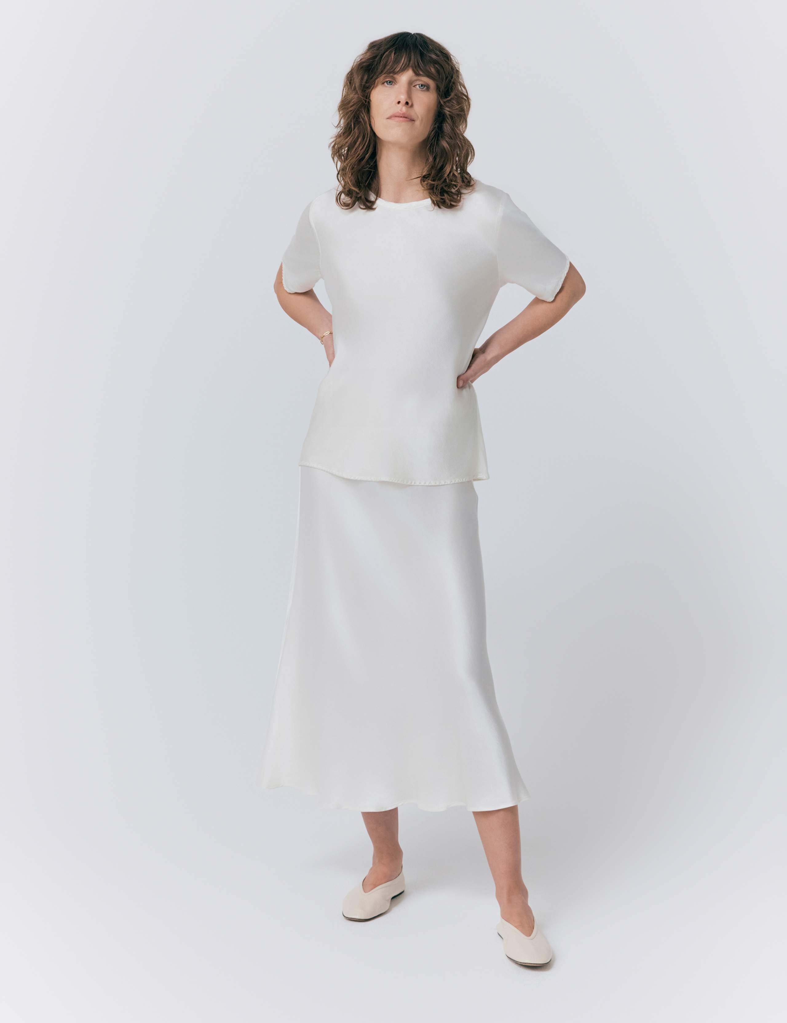 Satin Midi Slip Skirt