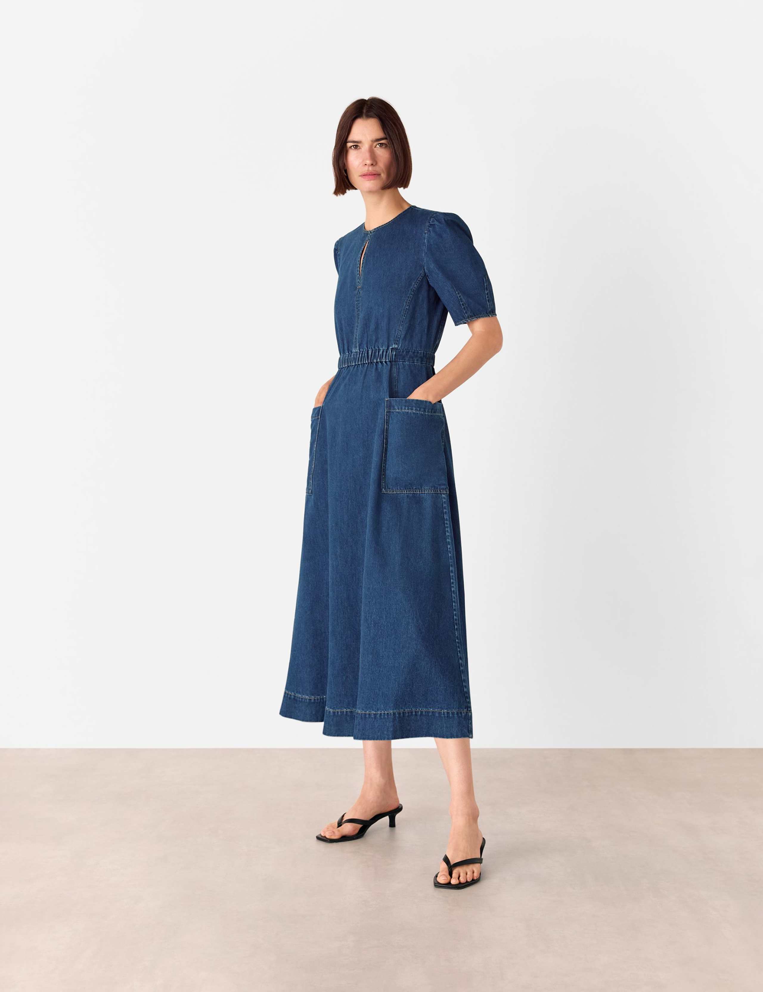 Denim Midi Skater Dress