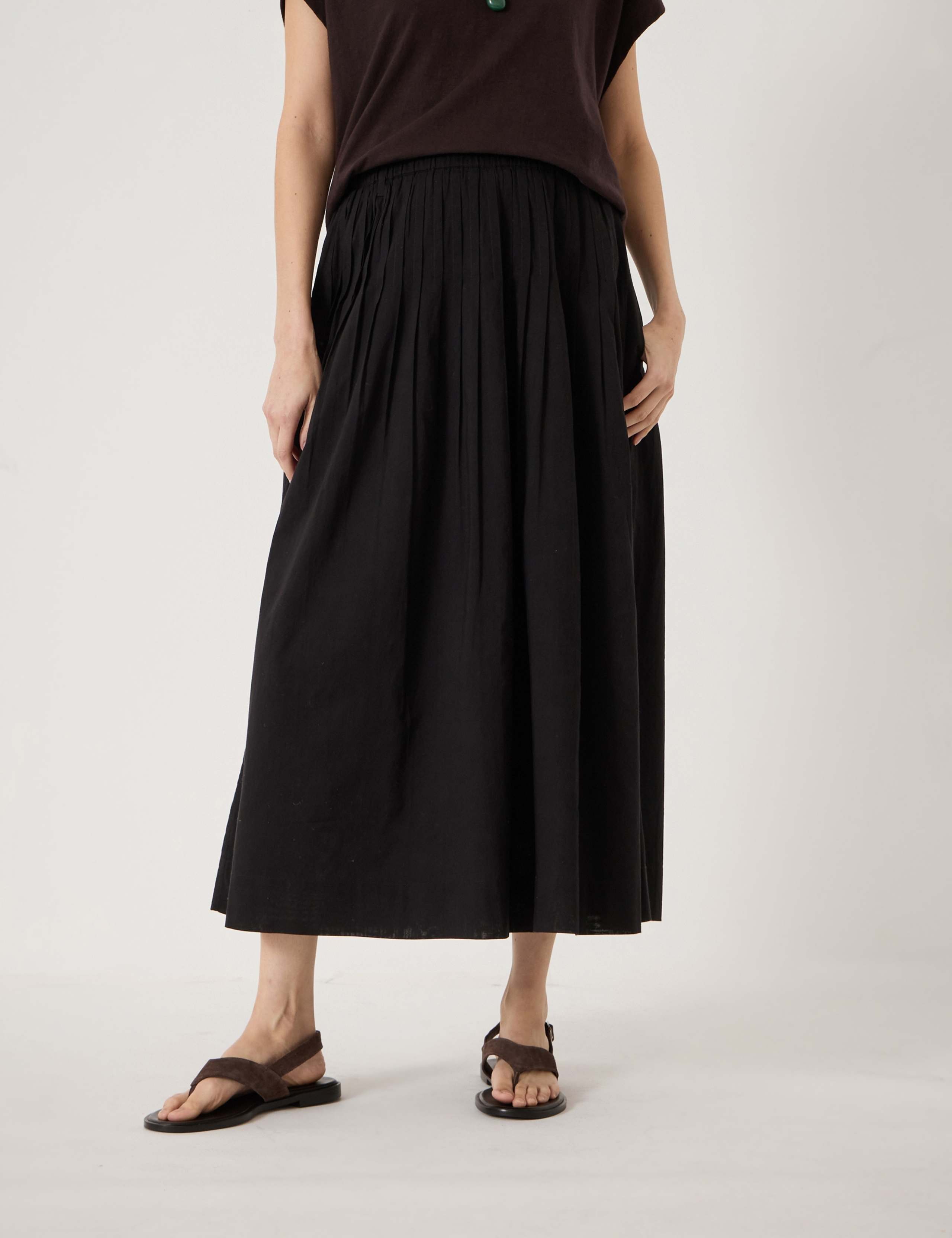 Pure Cotton Midi A-Line Skirt