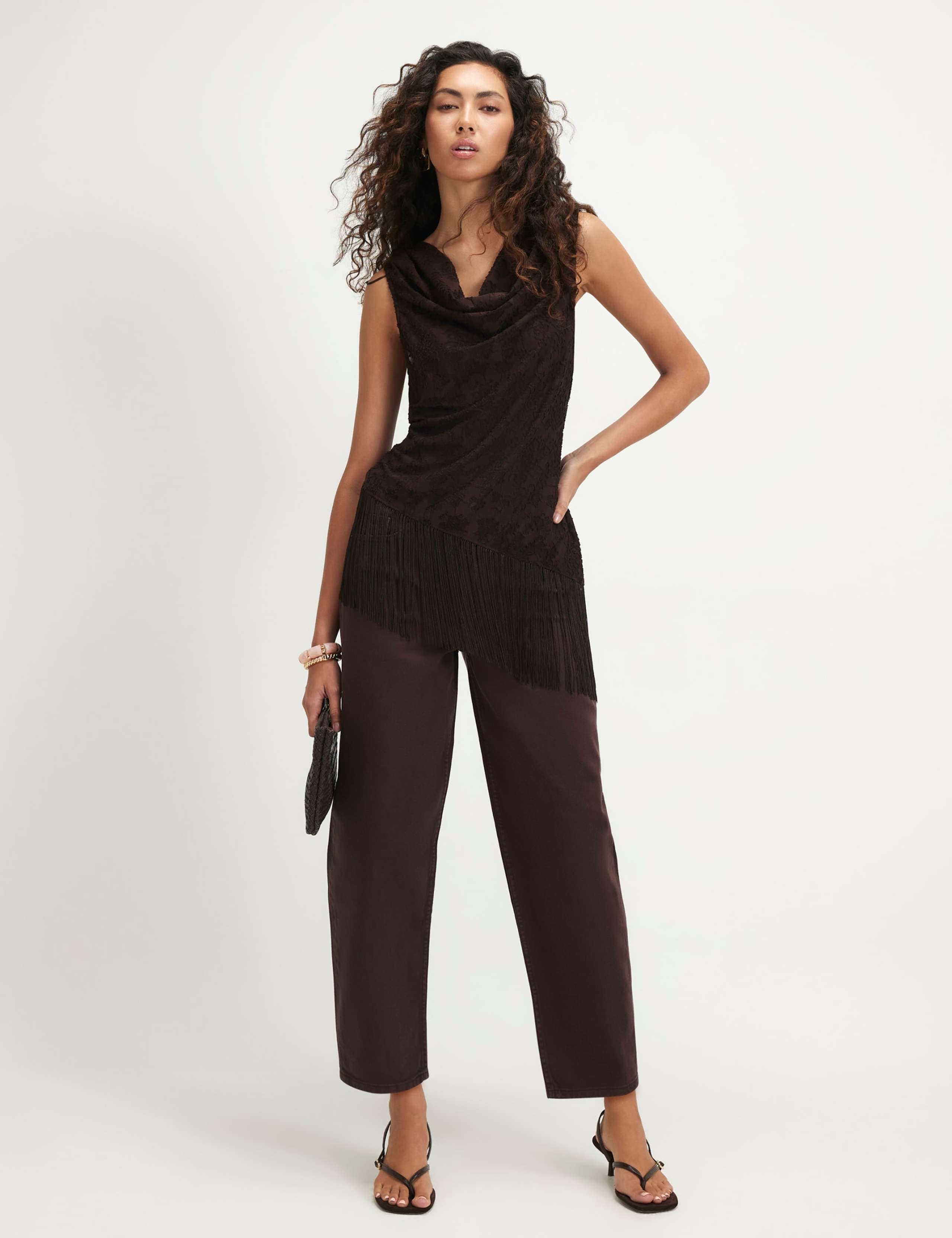Mid Rise Button Front Cigarette Jeans