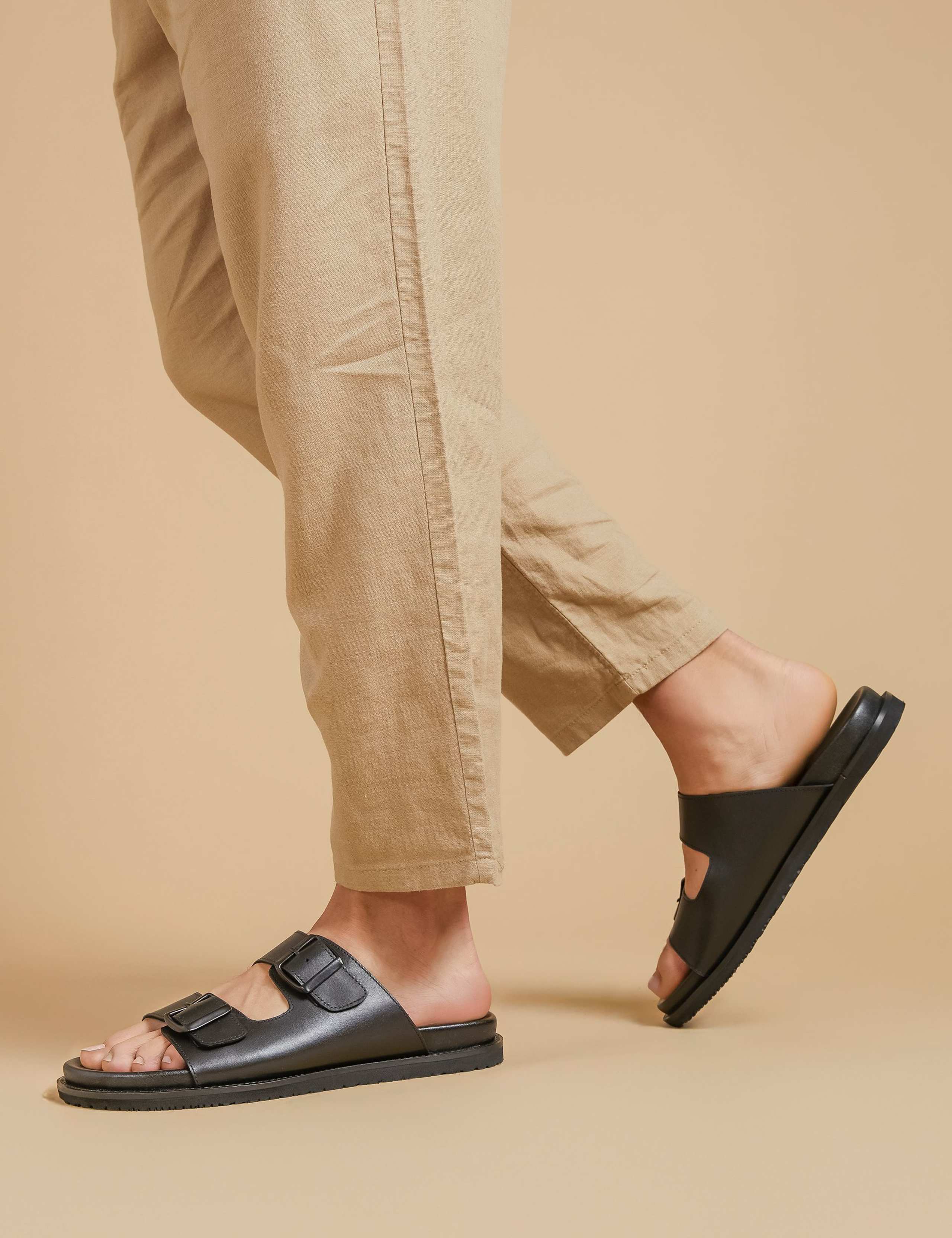 Leather Slip-On Sandals
