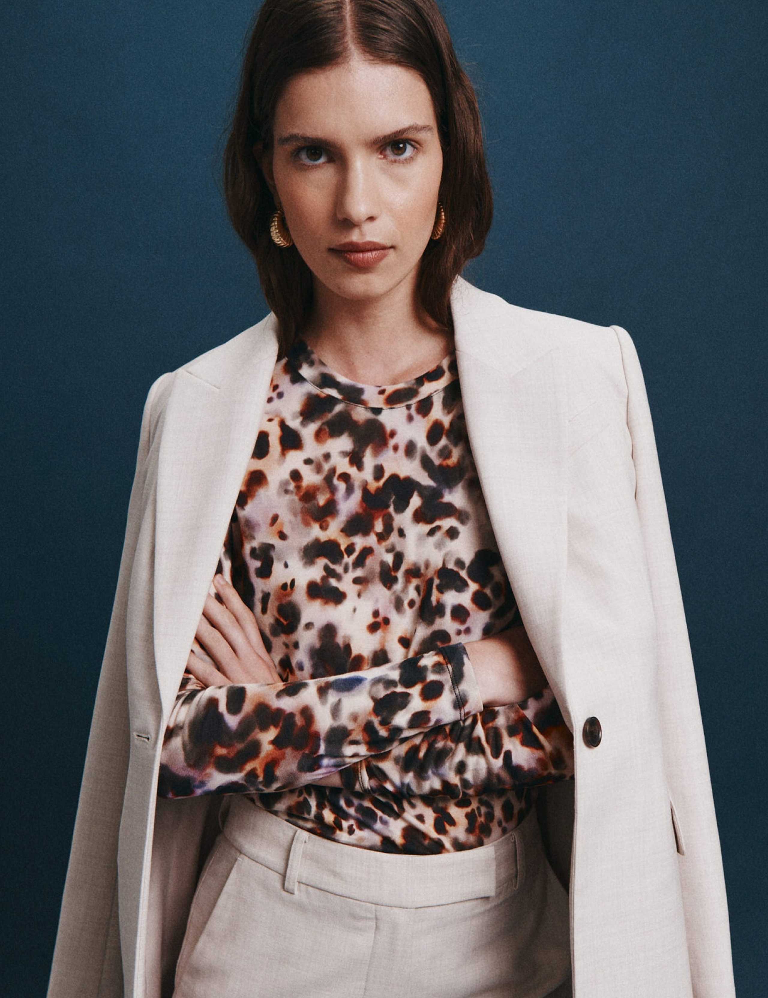 Animal Print Crew Neck Top