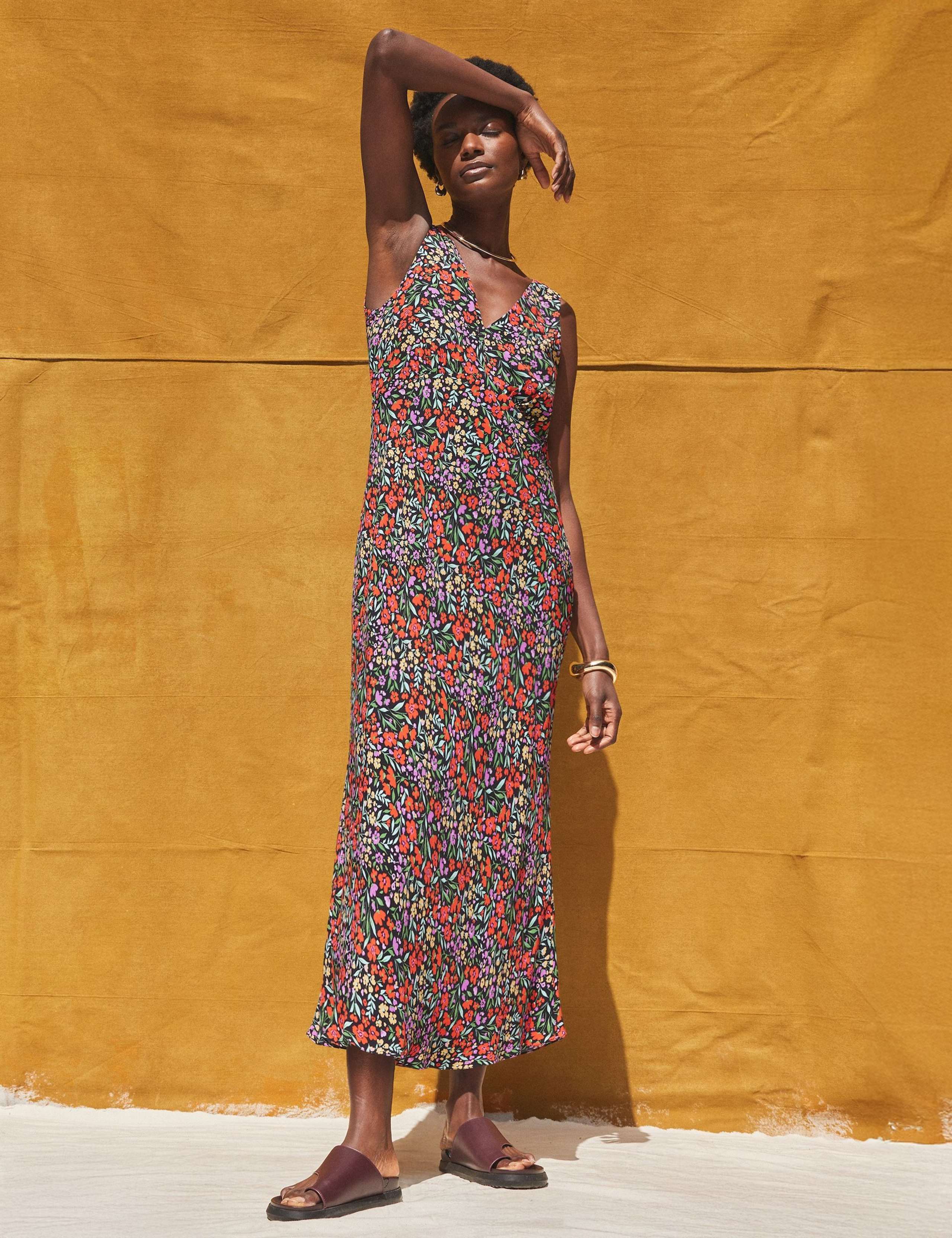 Ditsy Floral V-Neck Slip Midi