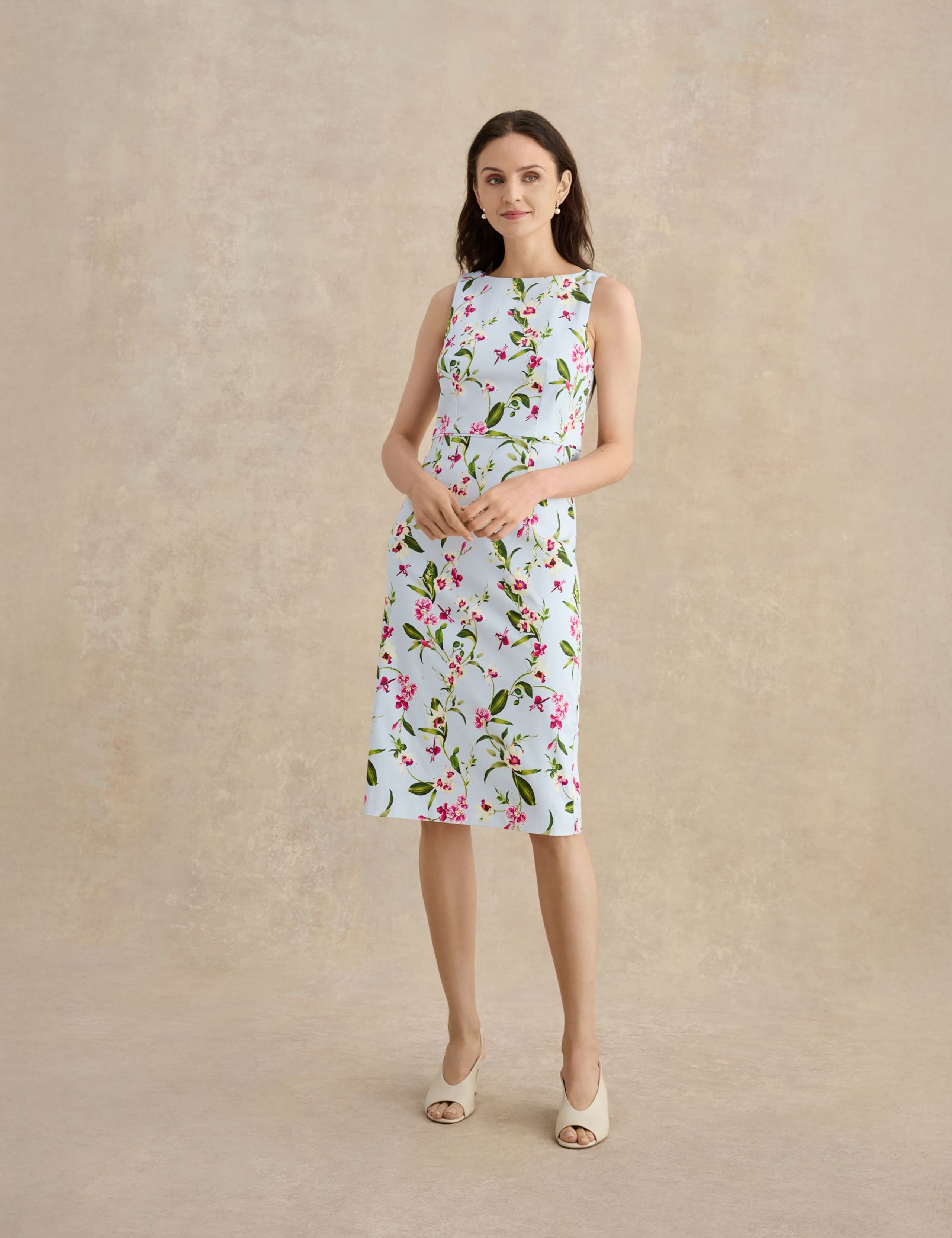 Cotton Rich Floral Knee Length Shift Dress