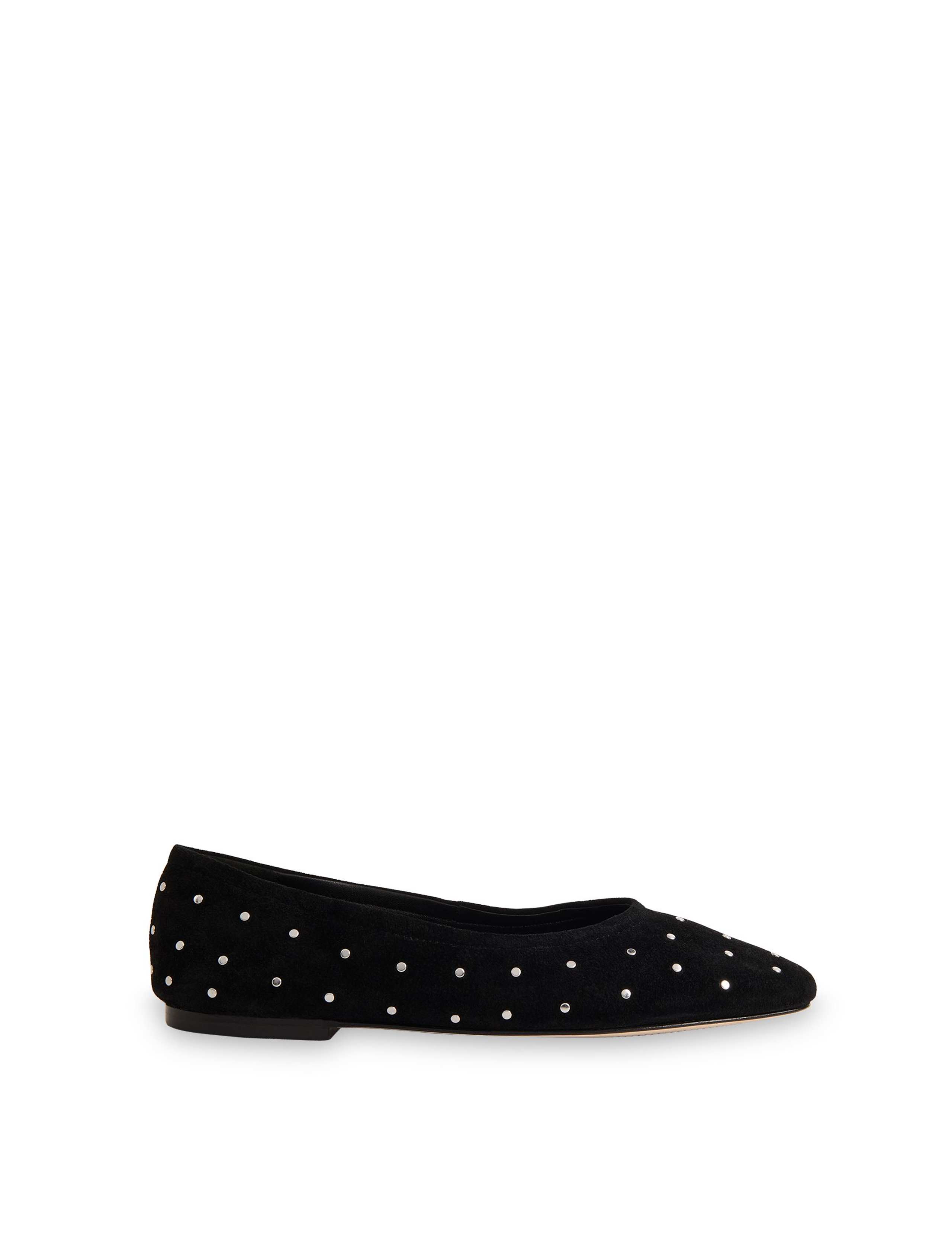 Suede Studded Flat Ballet Pumps