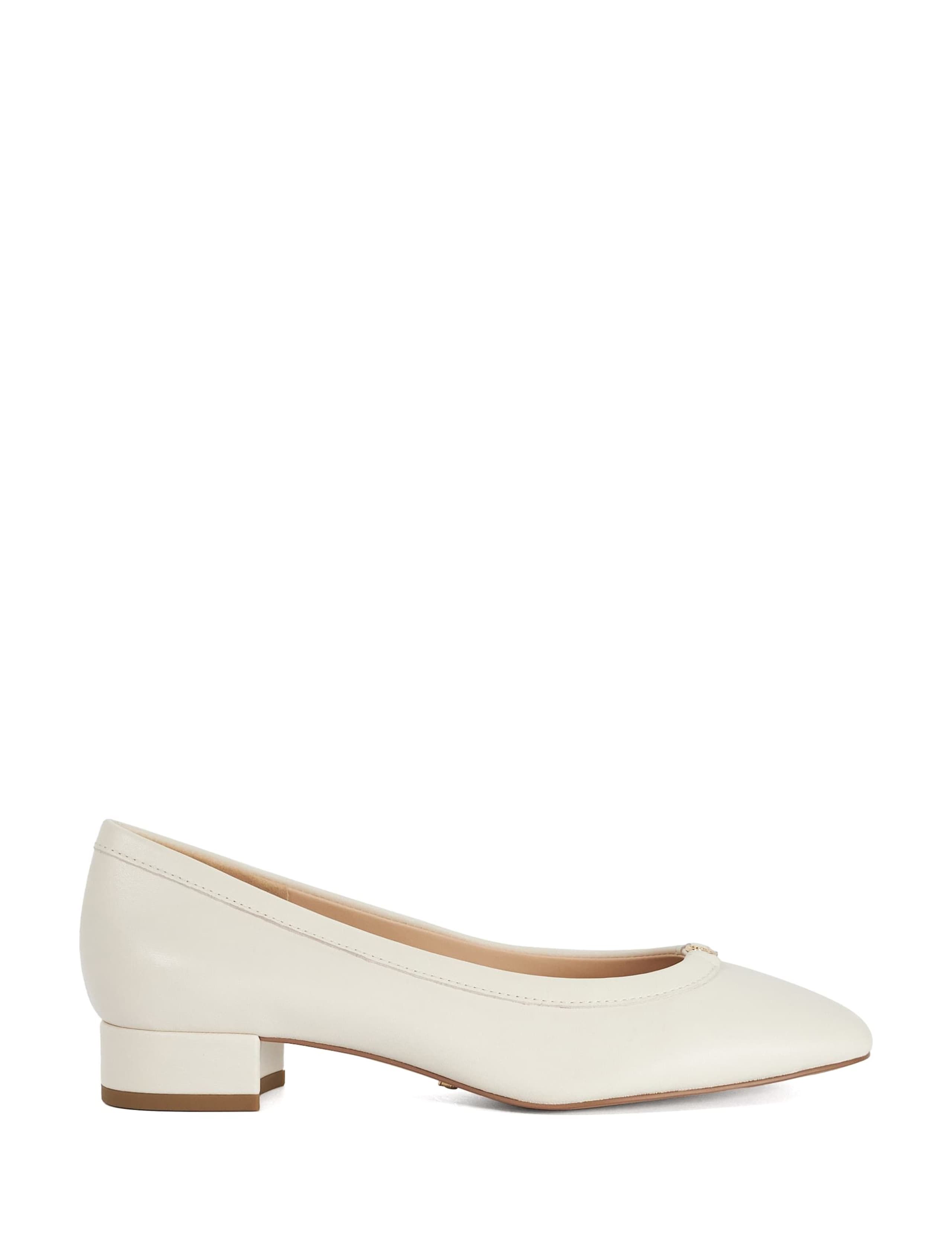 Leather Block Heel Court Shoes