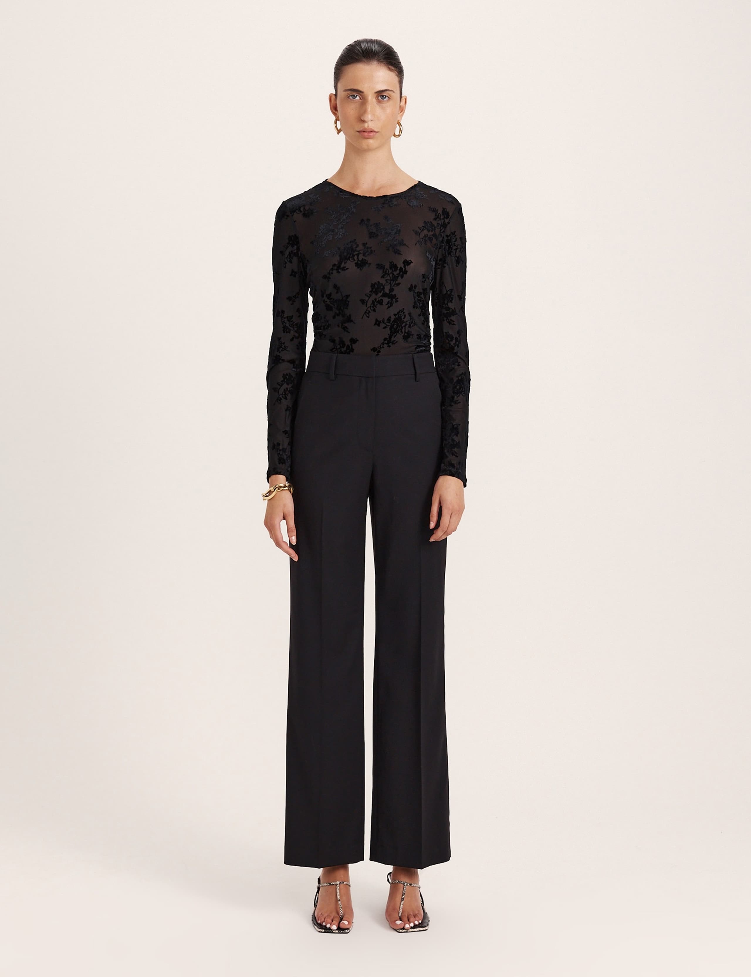 Wool Rich Wide Leg Lined Trousers