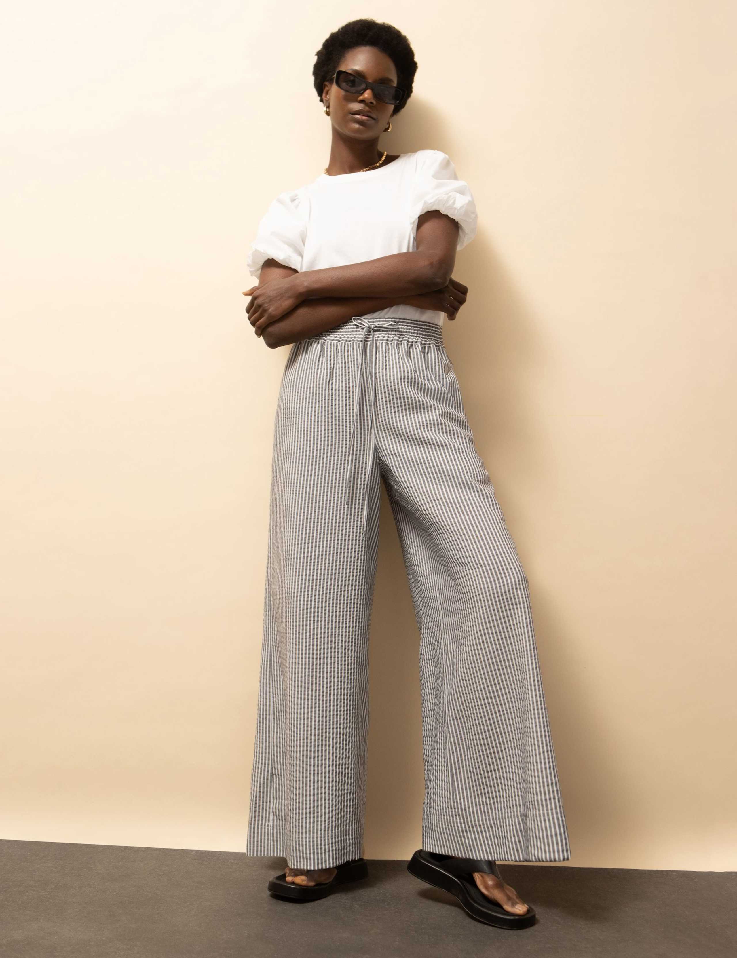 Striped Wide Leg Trousers