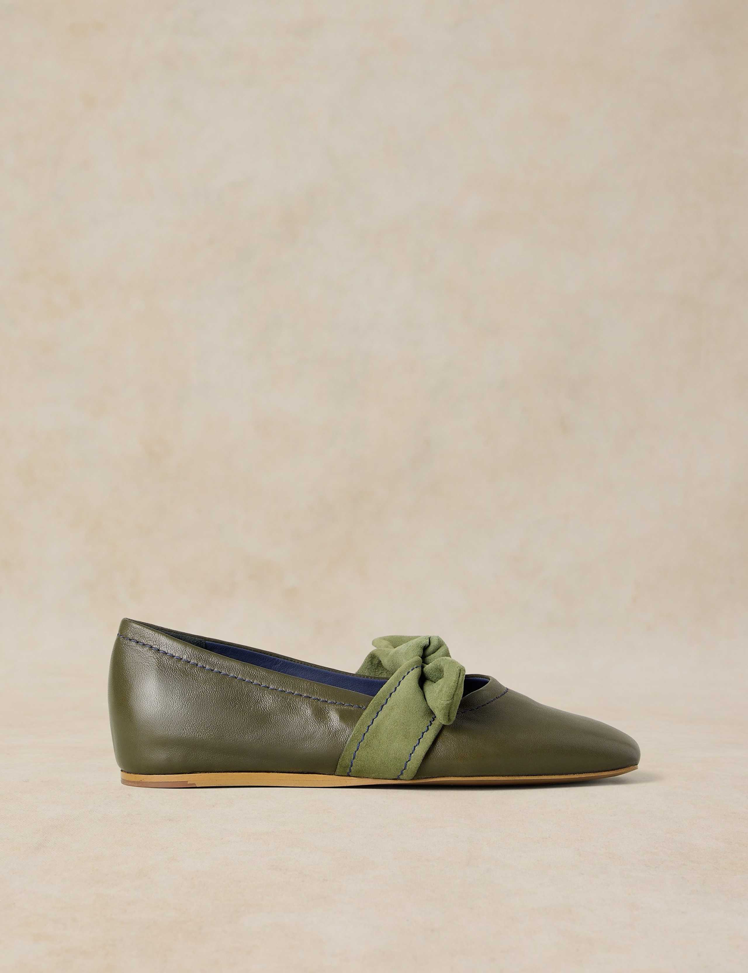 Low Heel Slip On Leather Pump