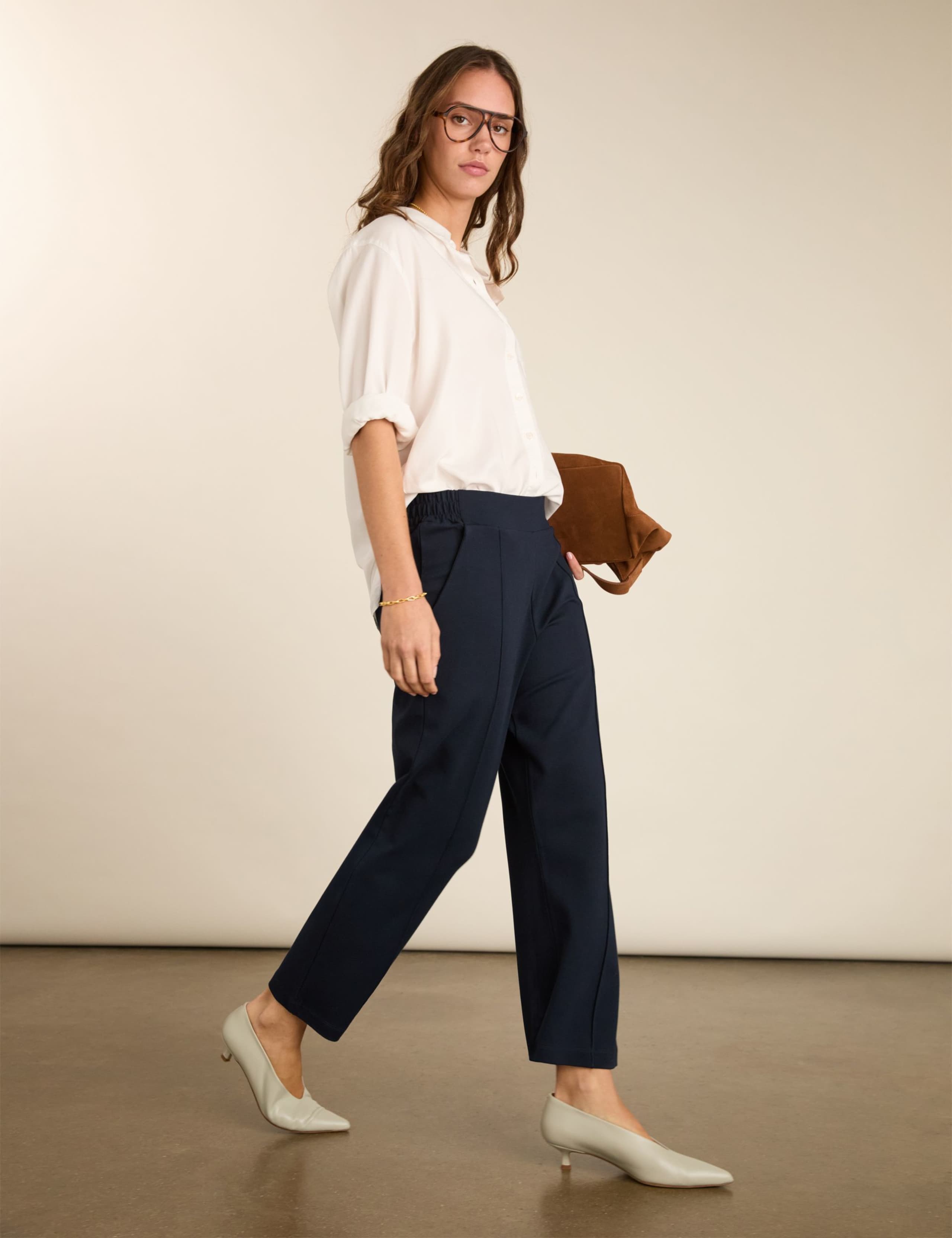 Jersey Straight Leg Cropped Trousers