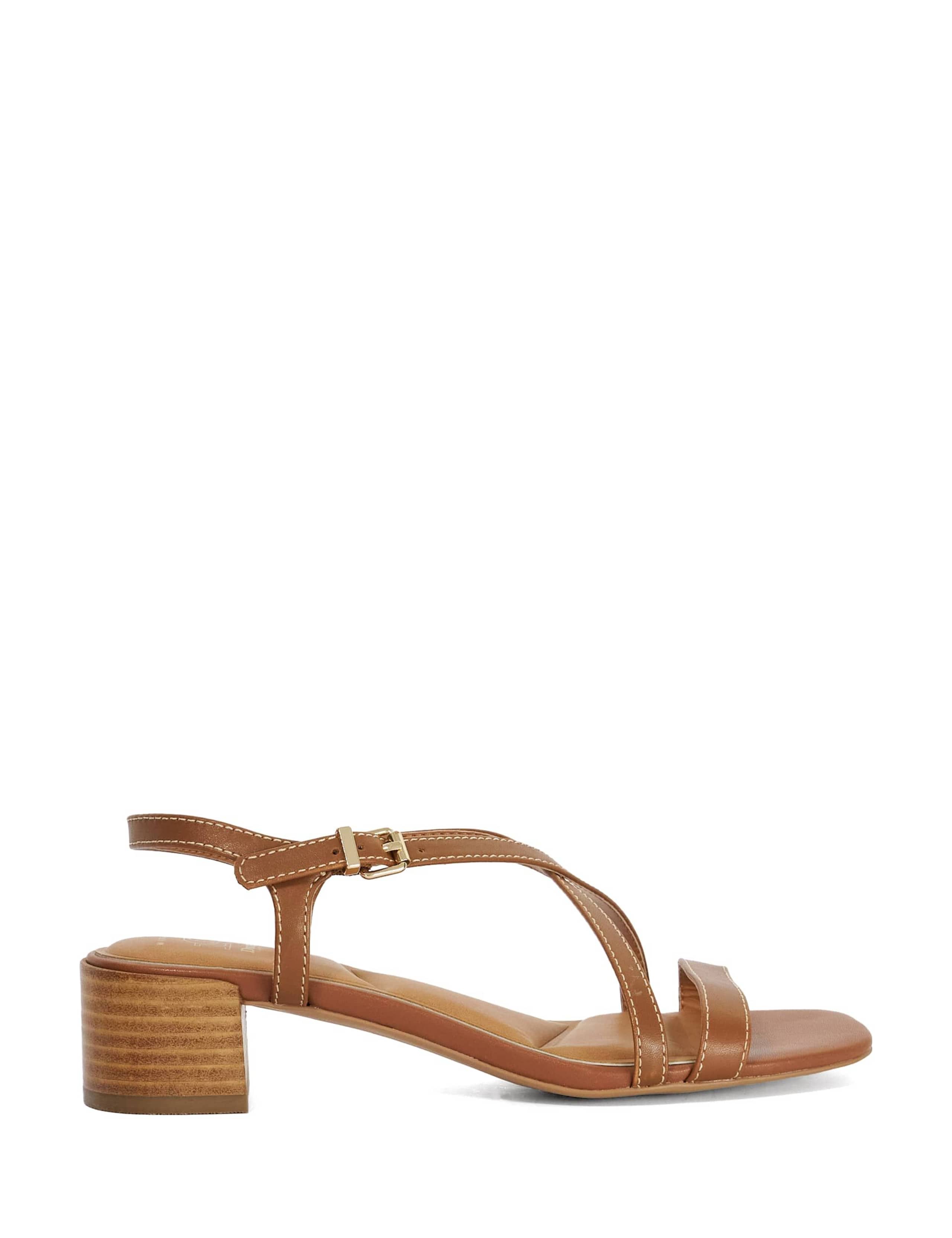 Wide Fit Leather Strappy Block Heel Sandals