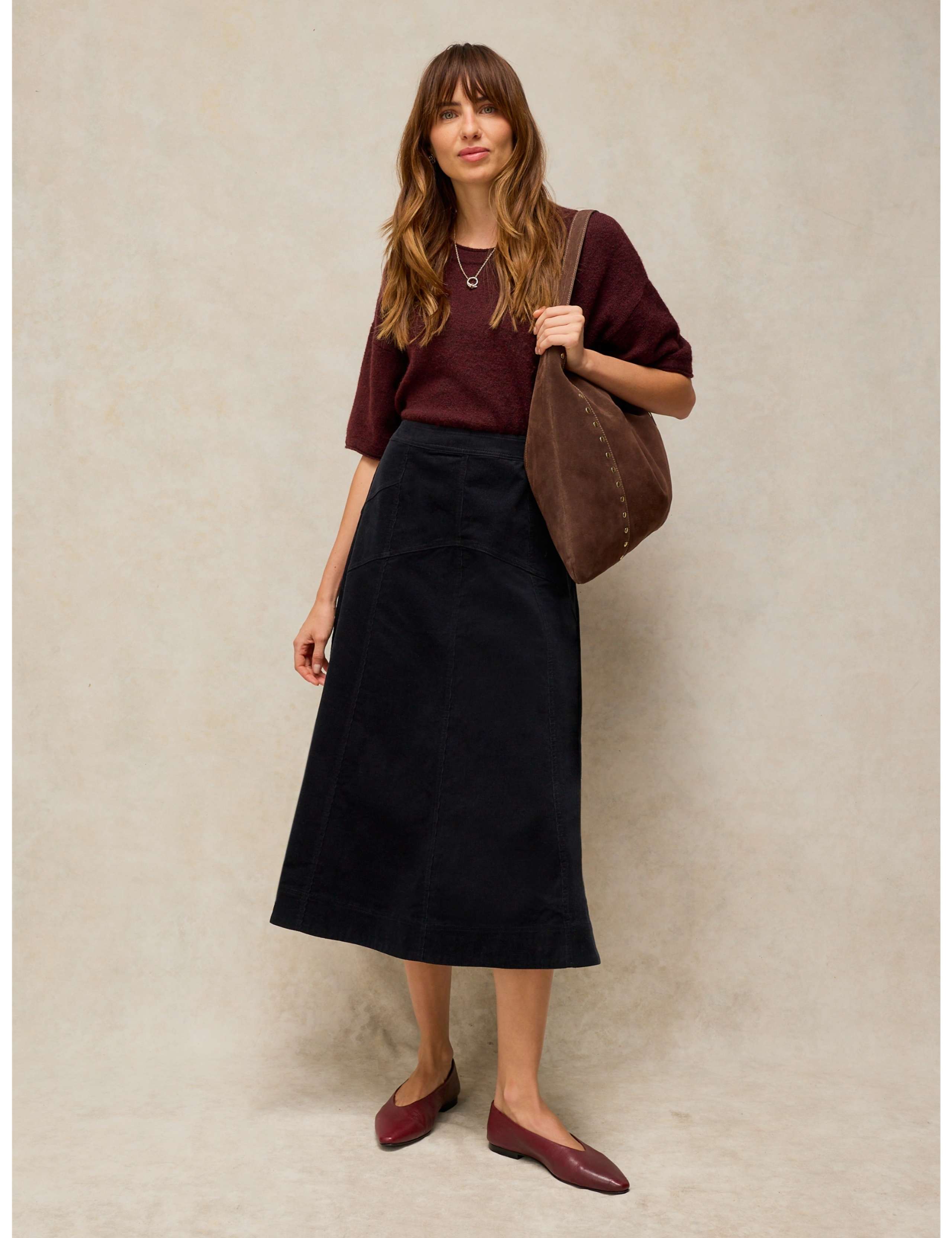 Zip Fastening A Line Midi Skirt