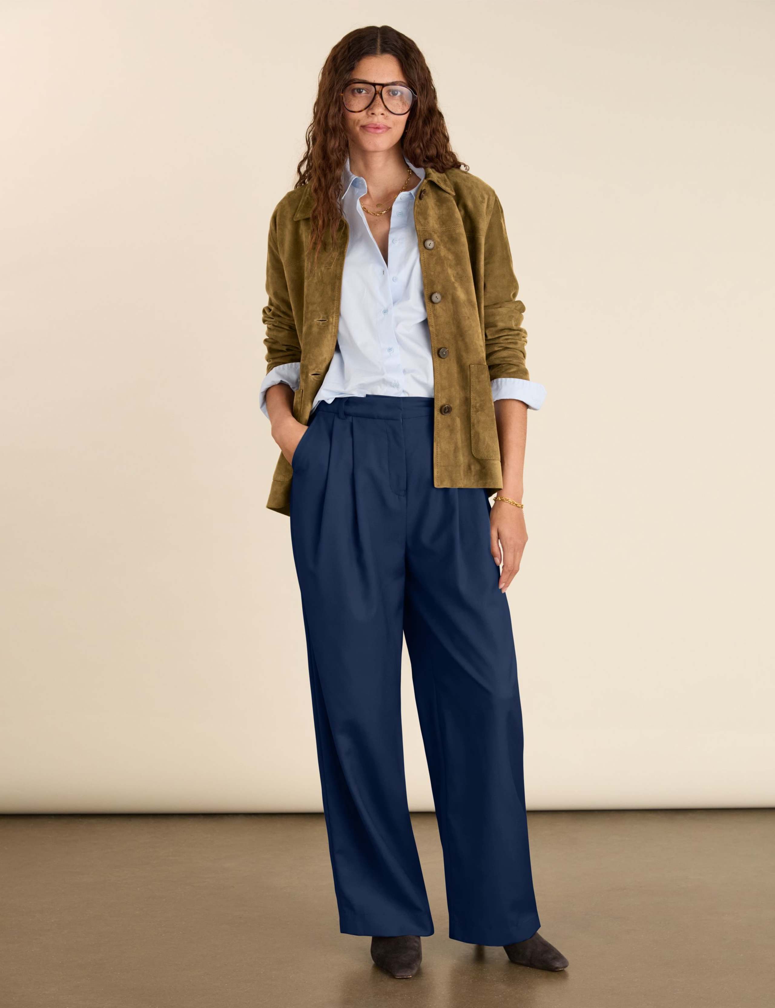 Pure Wool Wide Leg Trousers