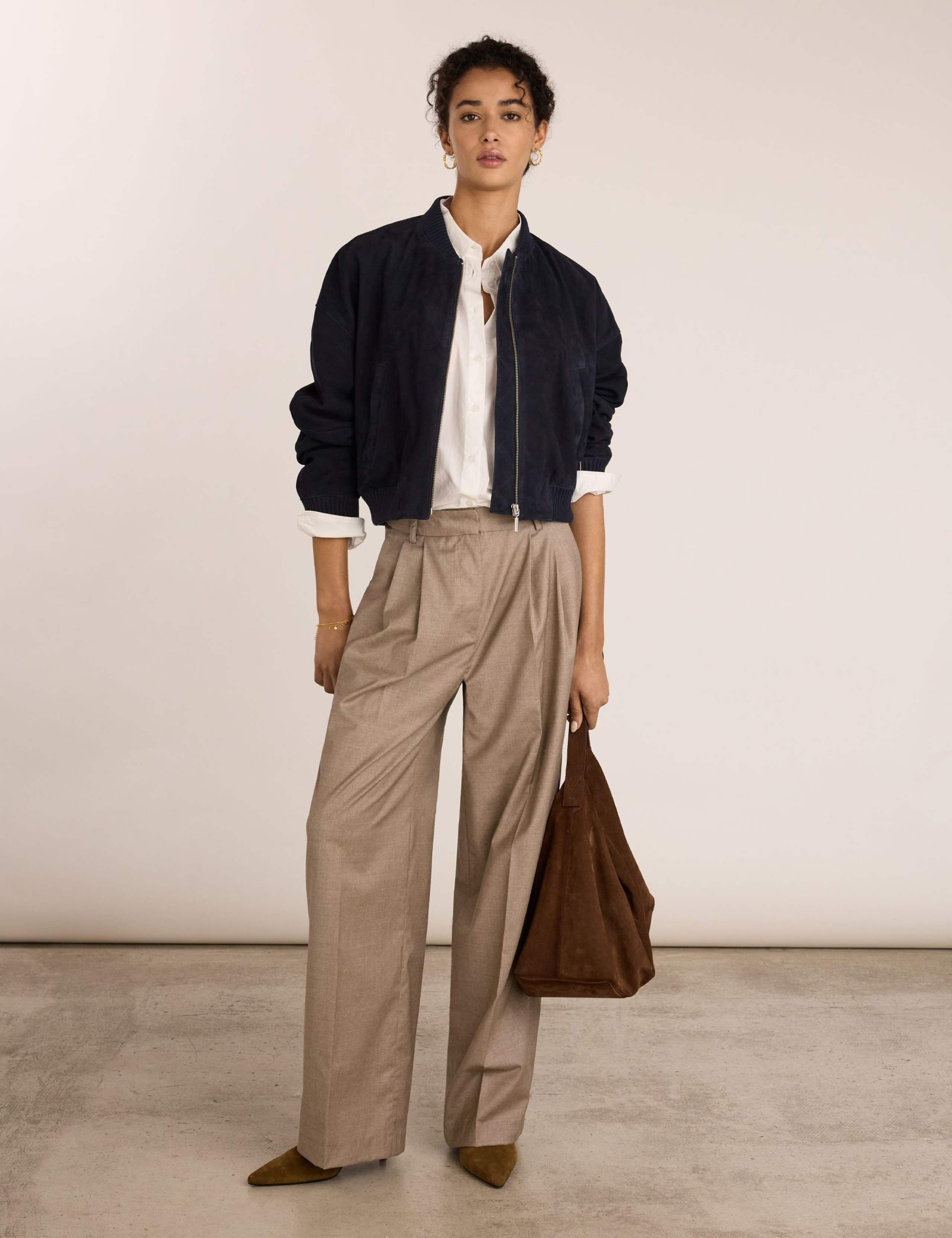 Pure Wool Wide Leg Trousers