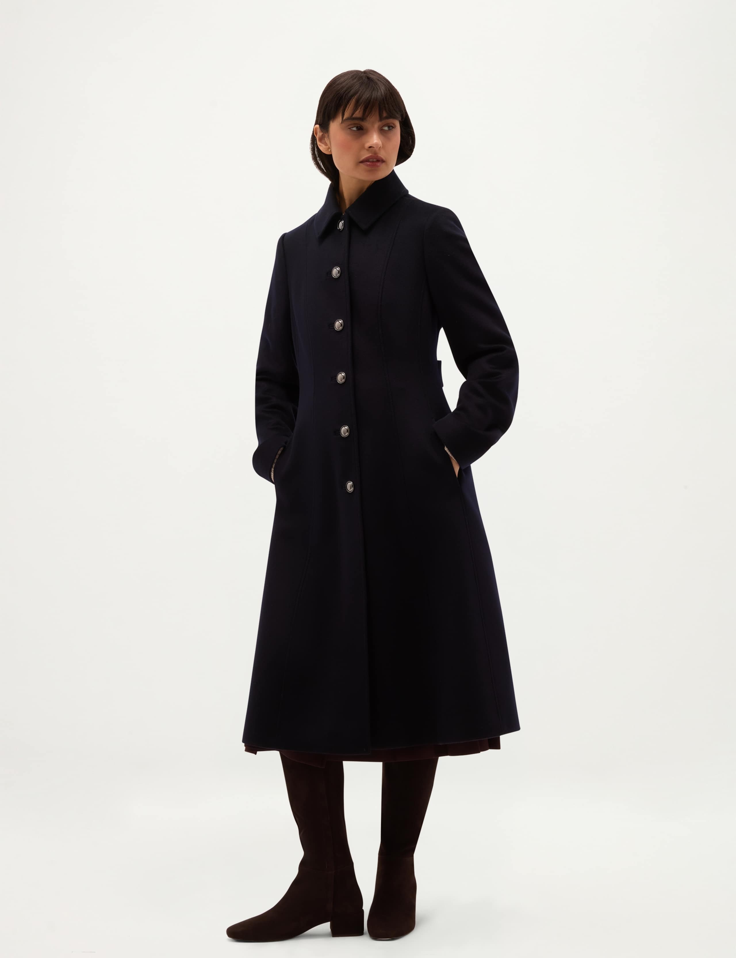 Pure Wool Collared Longline Overcoat
